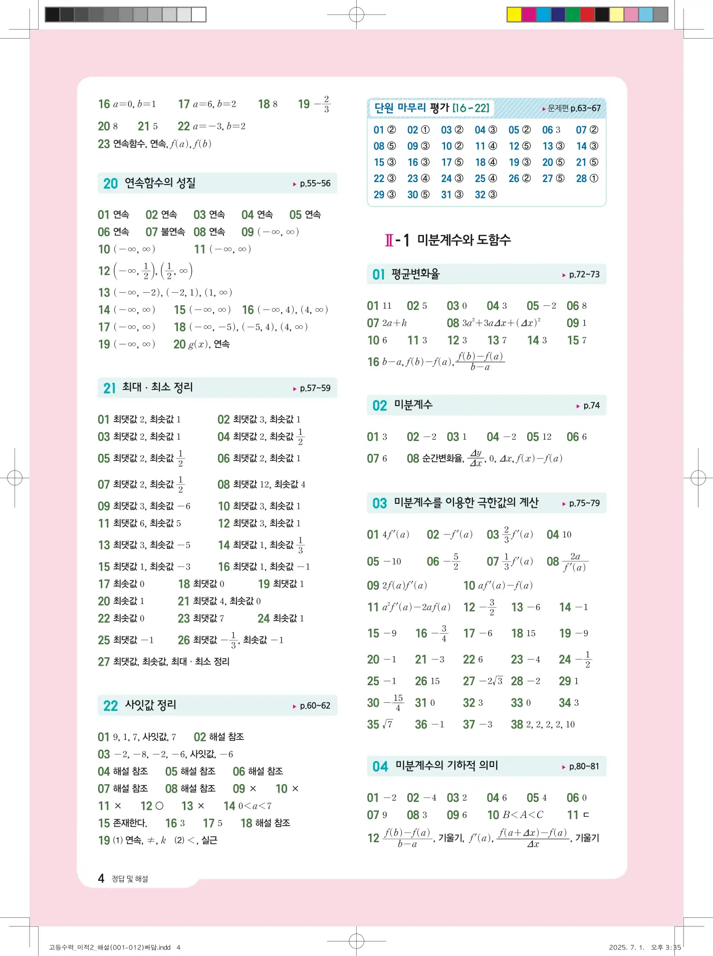 수력충전미적분1빠른답지 14페이지