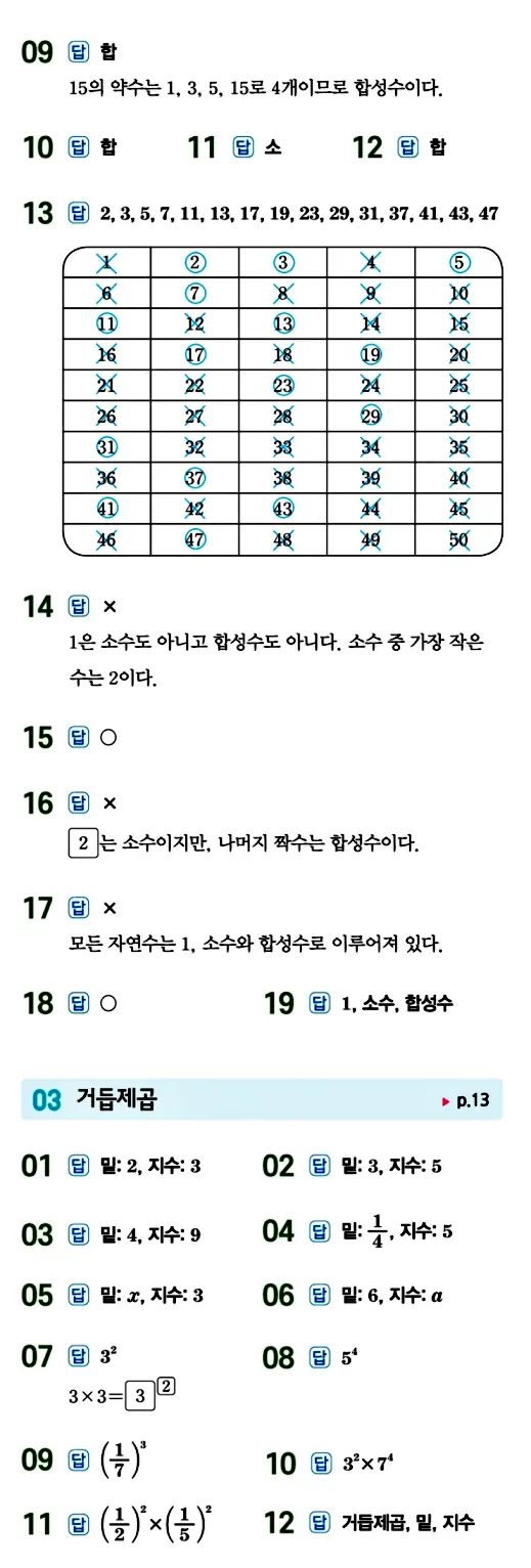 수력충전 중1-1 답지 2페이지
