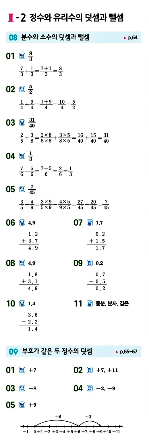 수력충전 중1-1 답지 43페이지