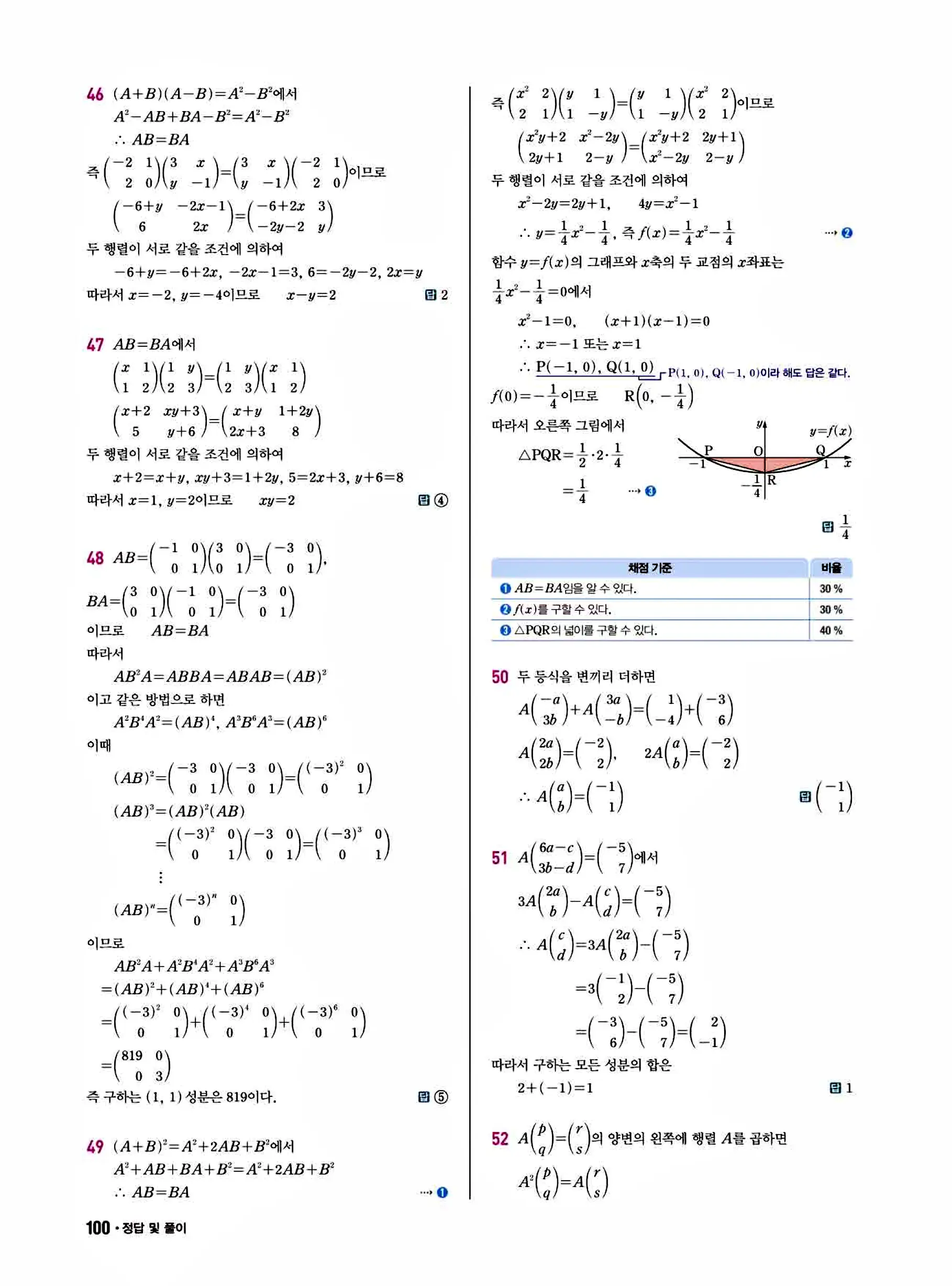 쎈B 공통수학1 답지 100페이지