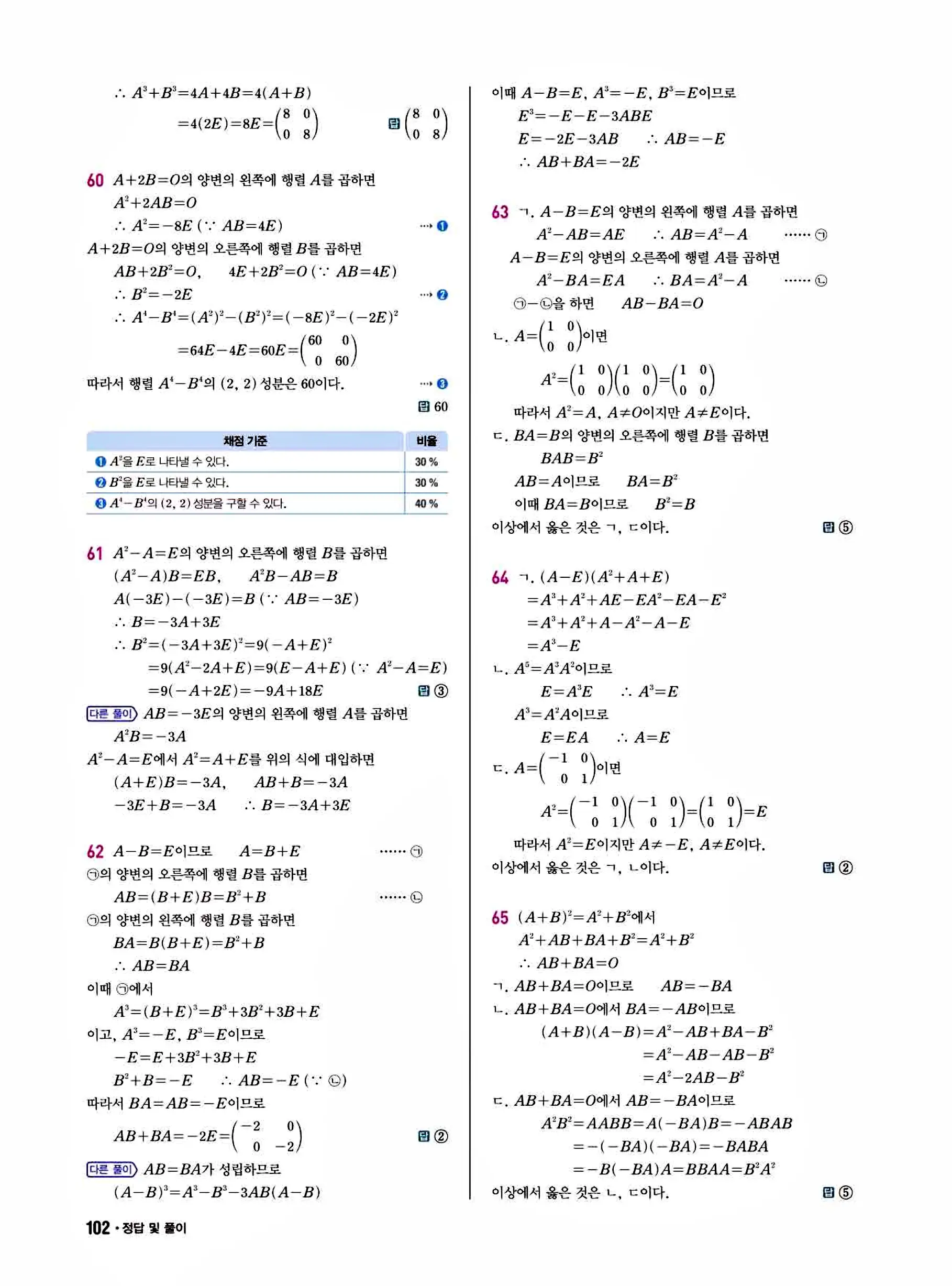 쎈B 공통수학1 답지 102페이지