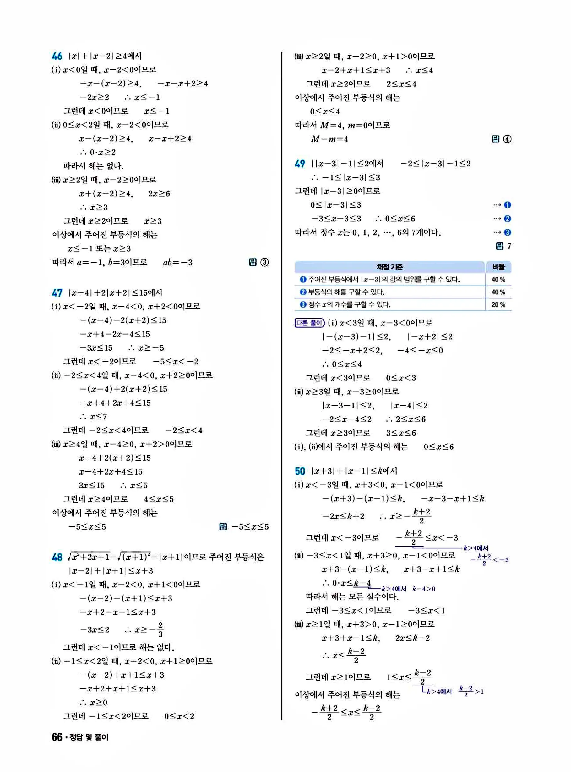 쎈B 공통수학1 답지 66페이지