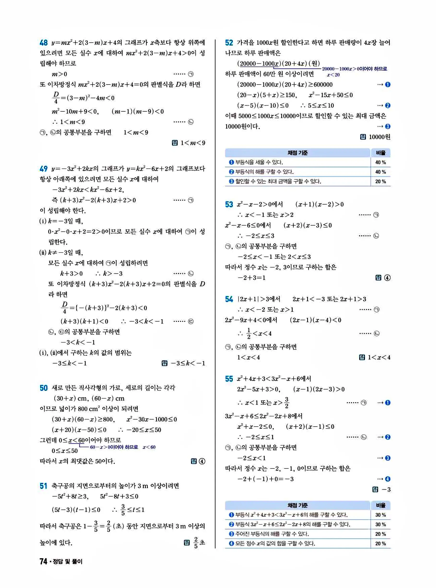 쎈B 공통수학1 답지 74페이지