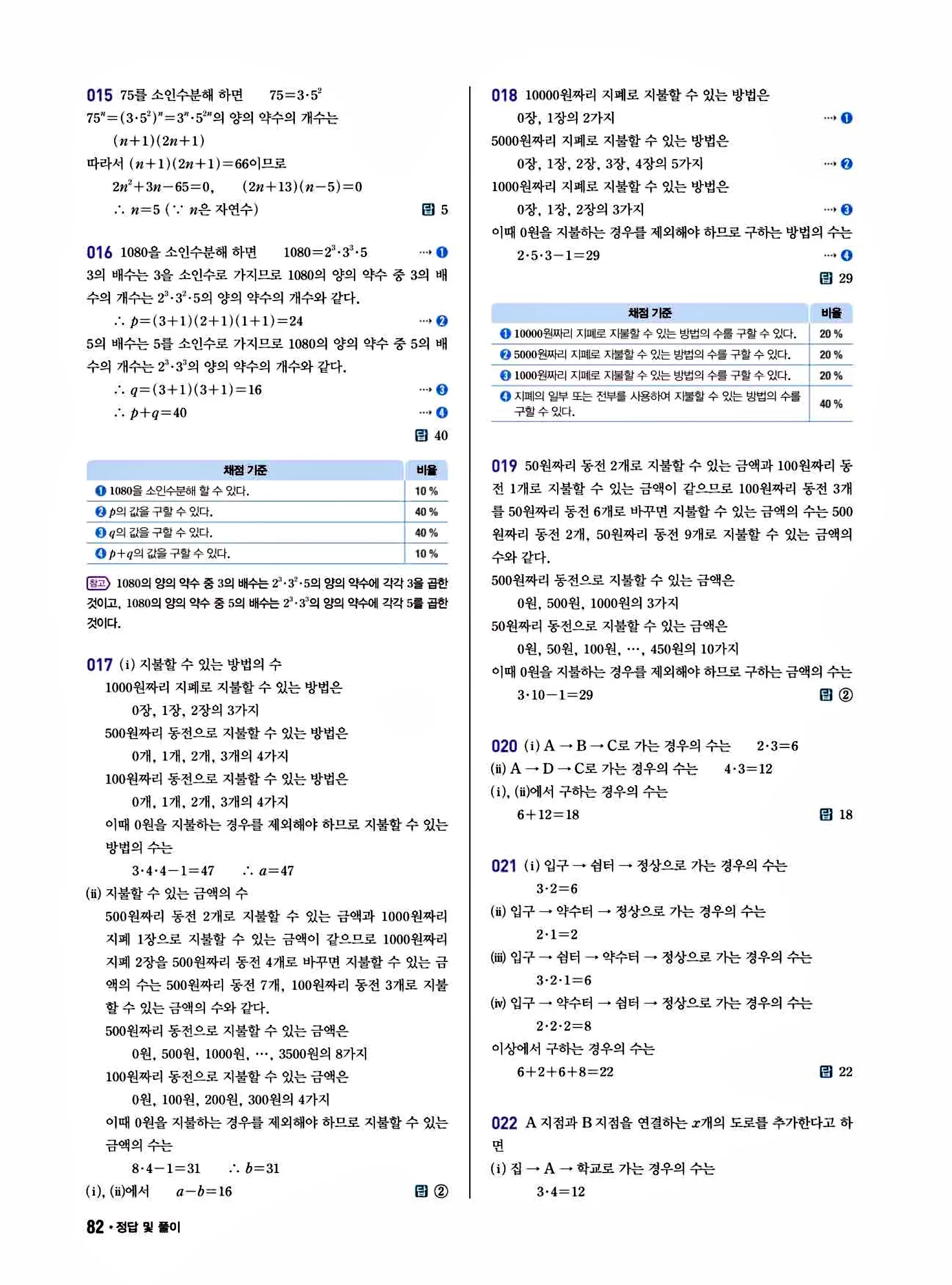 쎈B 공통수학1 답지 82페이지
