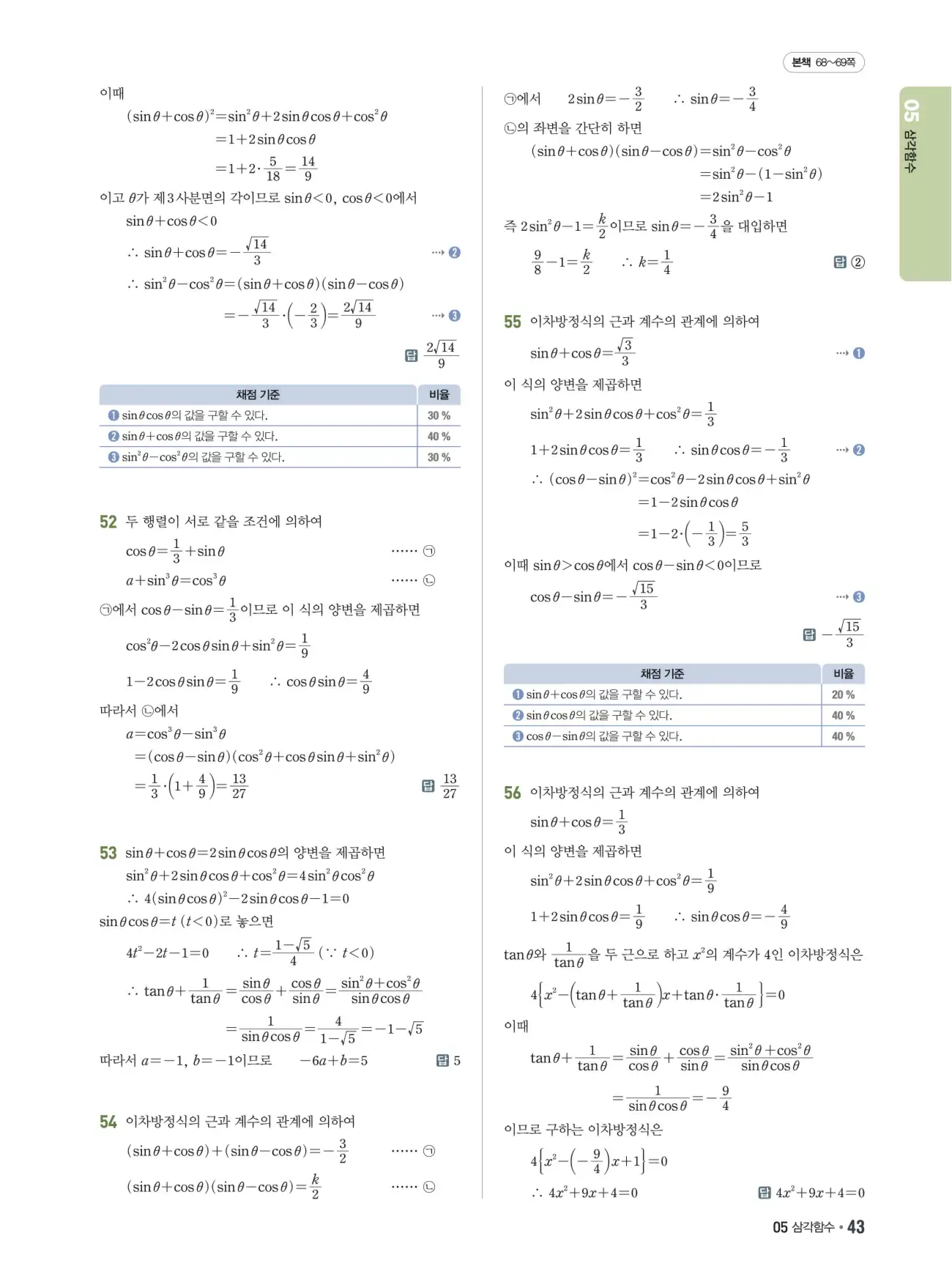 쎈B 대수 답지 43페이지