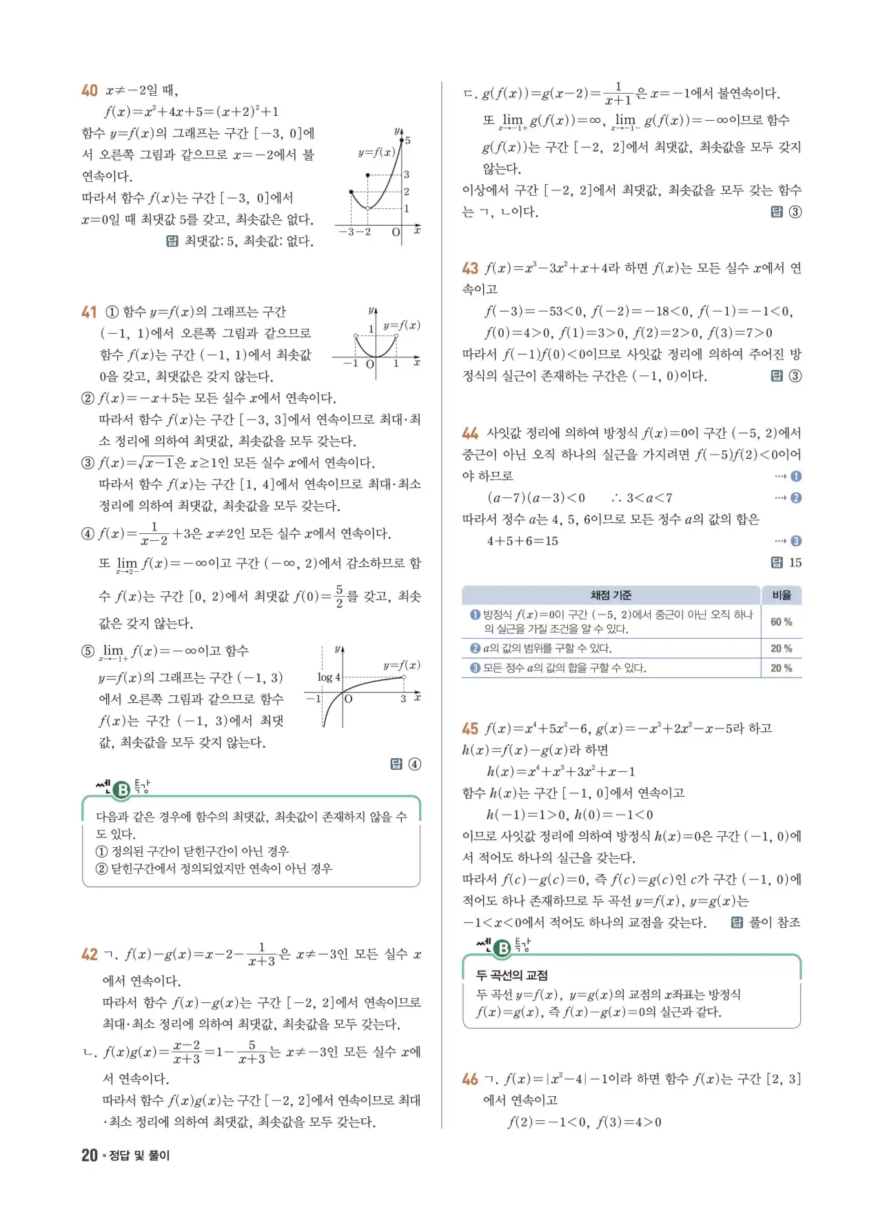 쎈B미적분1답지 20페이지