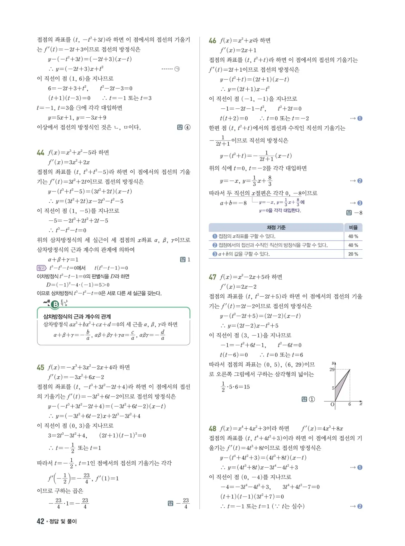 쎈B미적분1답지 42페이지