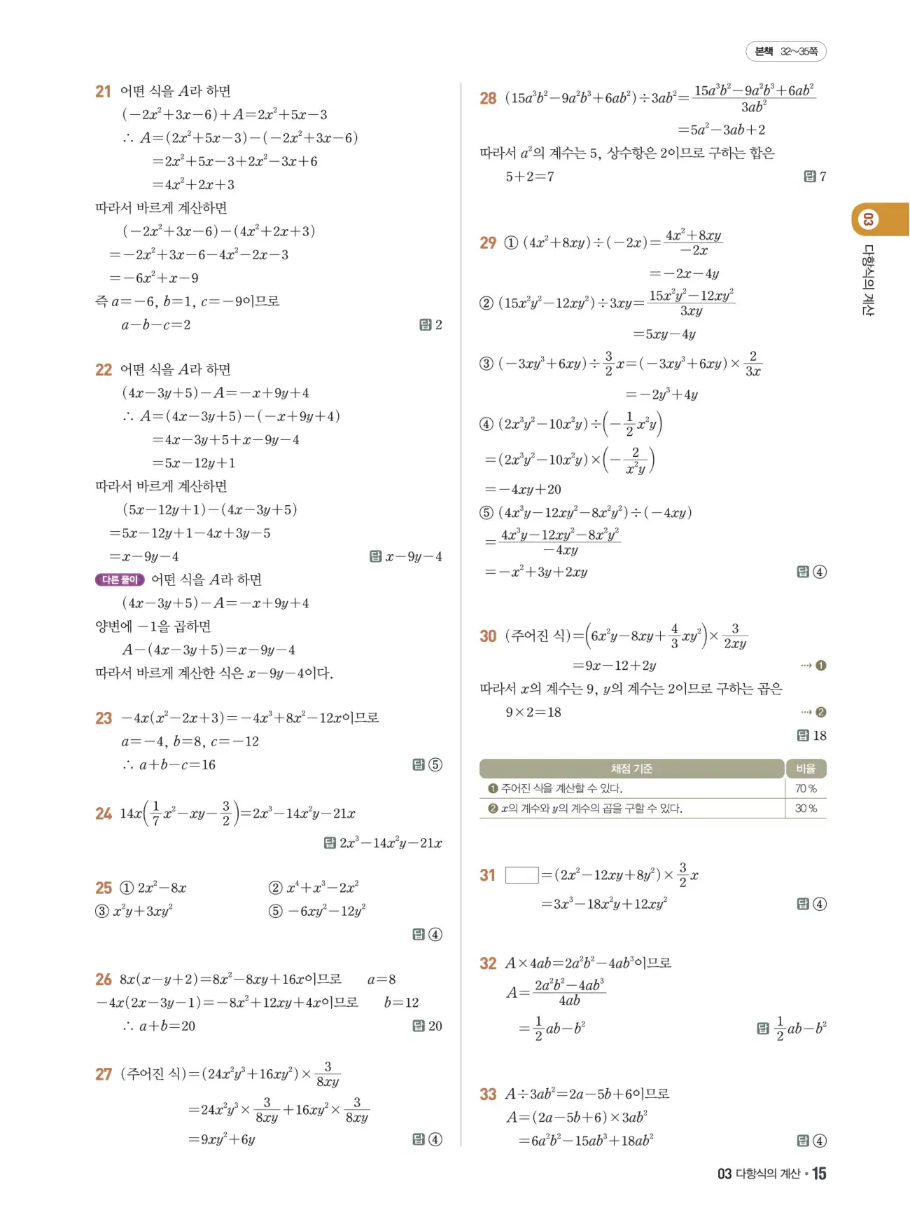 쎈B 중2-1 답지 15페이지
