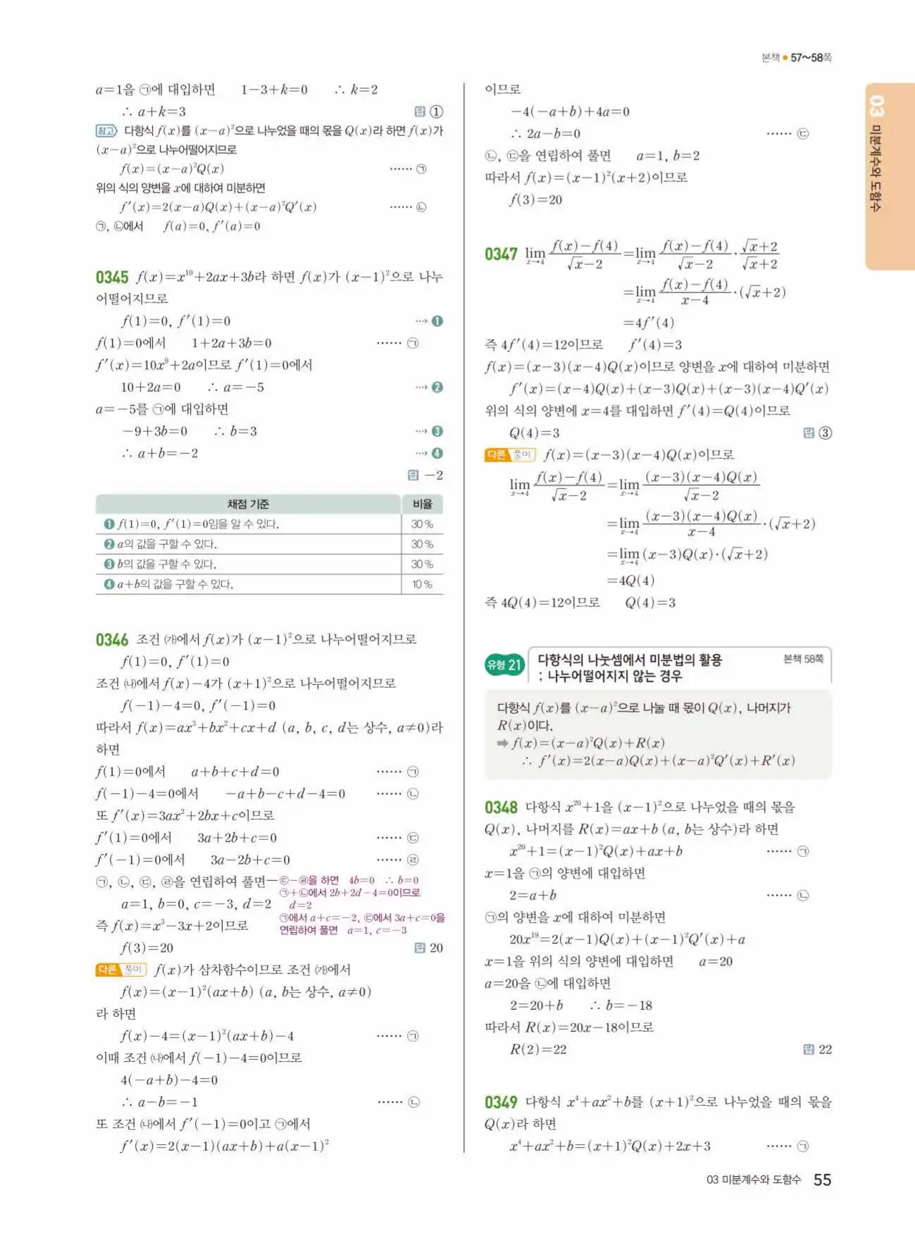쎈미적분1답지 55페이지