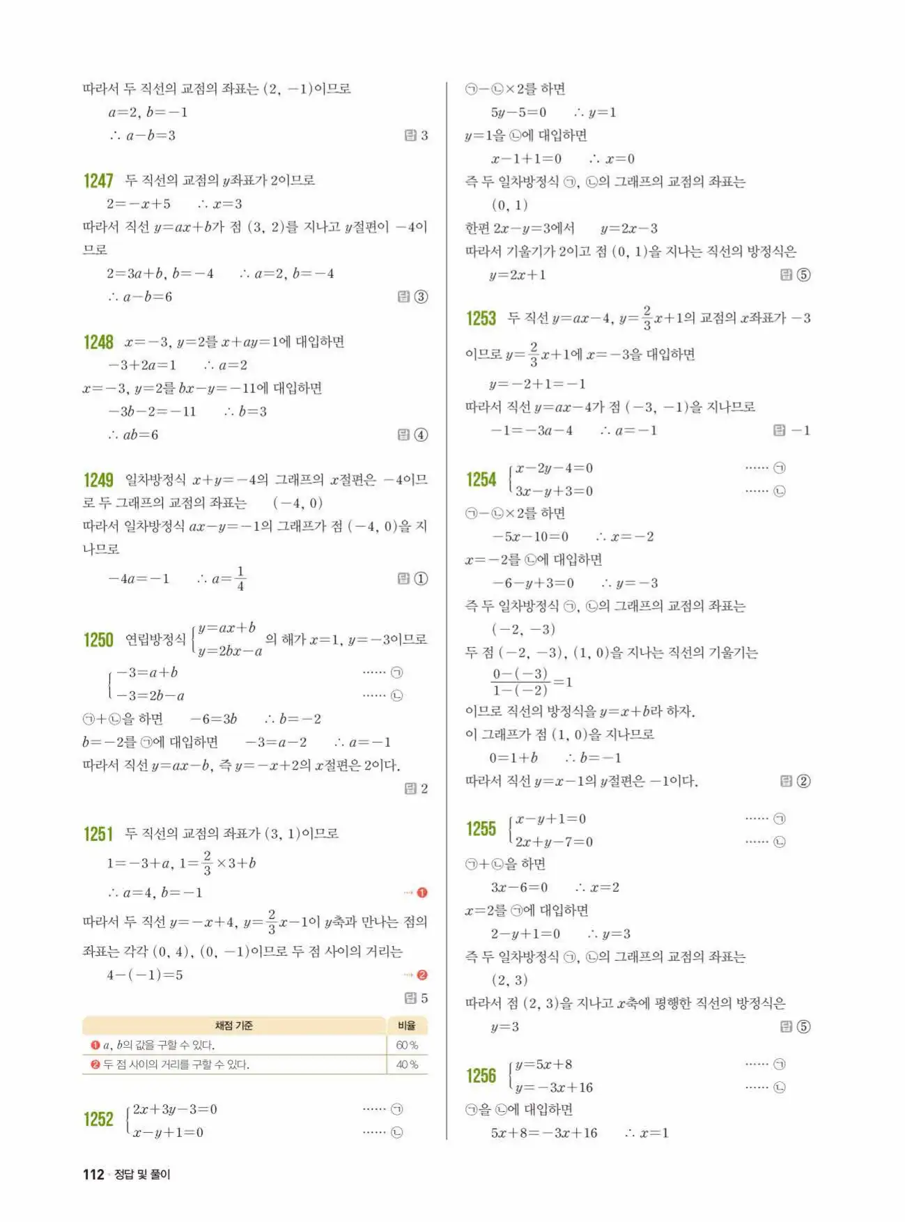 쎈수학 중2-1 답지 112