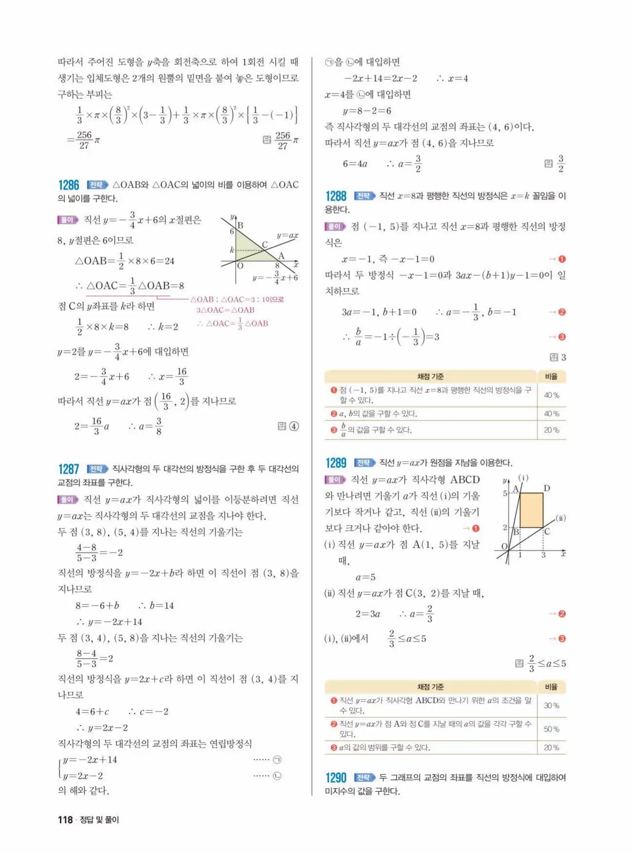 쎈수학 중2-1 답지 118