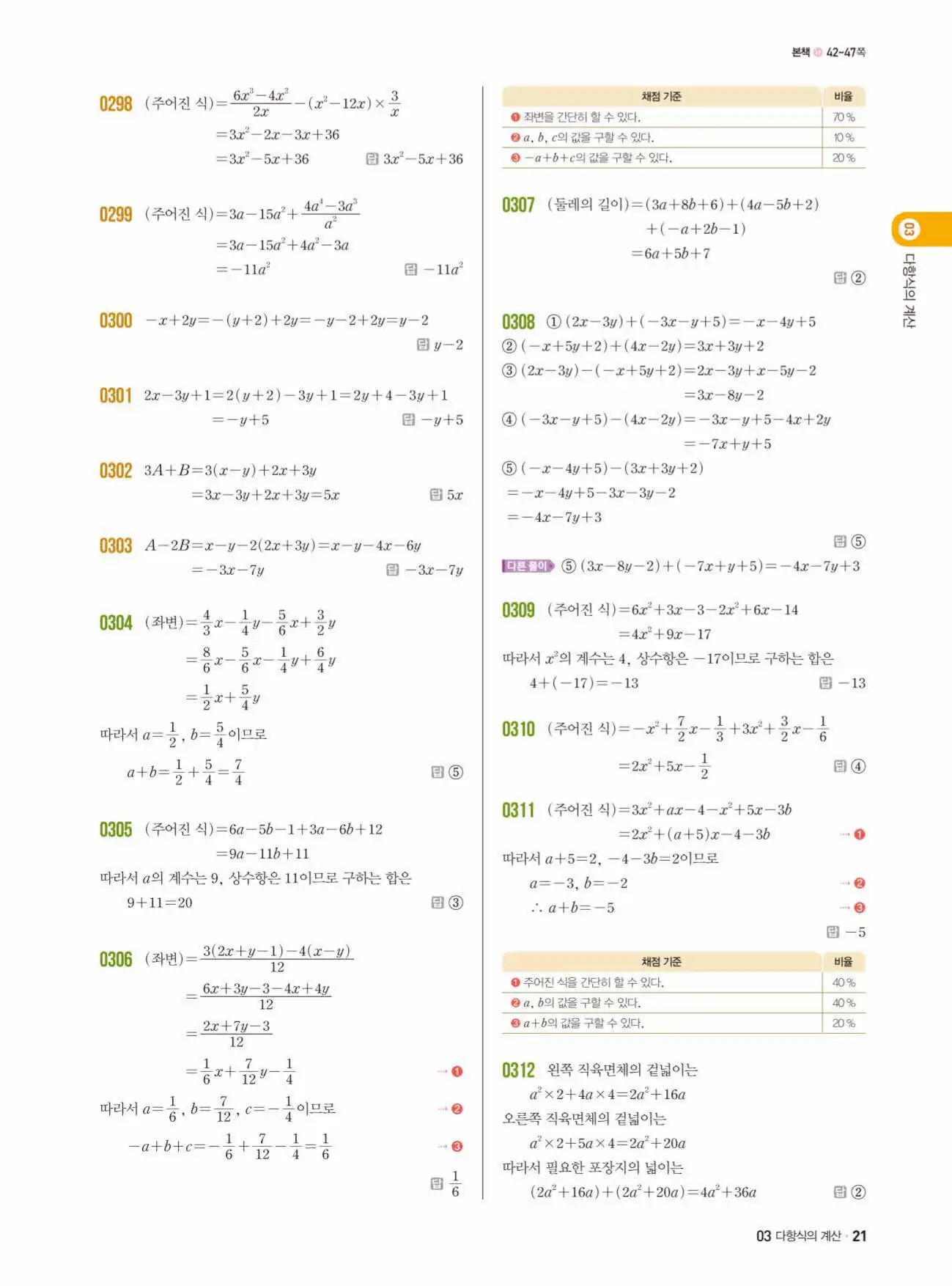 쎈수학 중2-1 답지 21