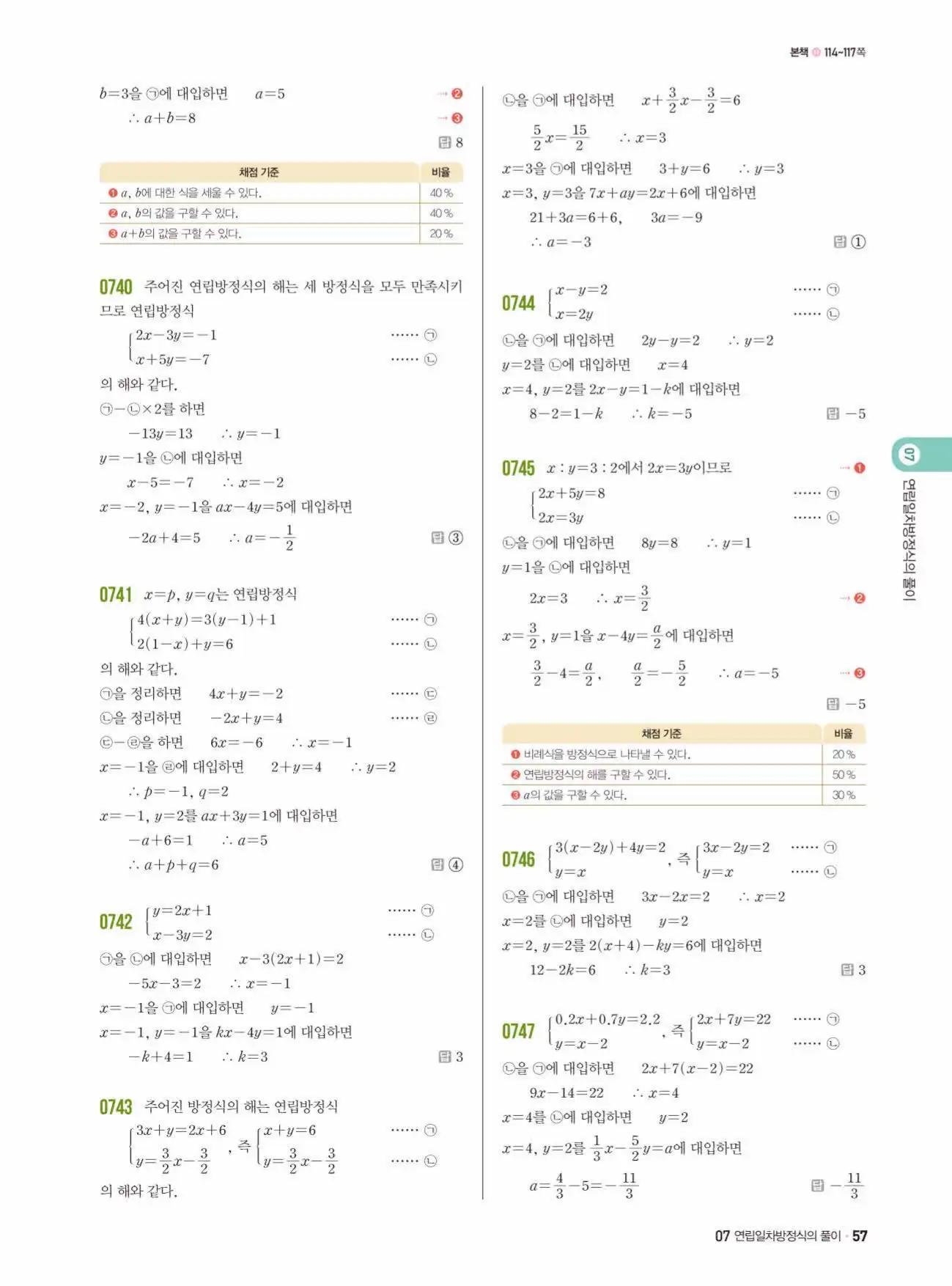 쎈수학 중2-1 답지 57