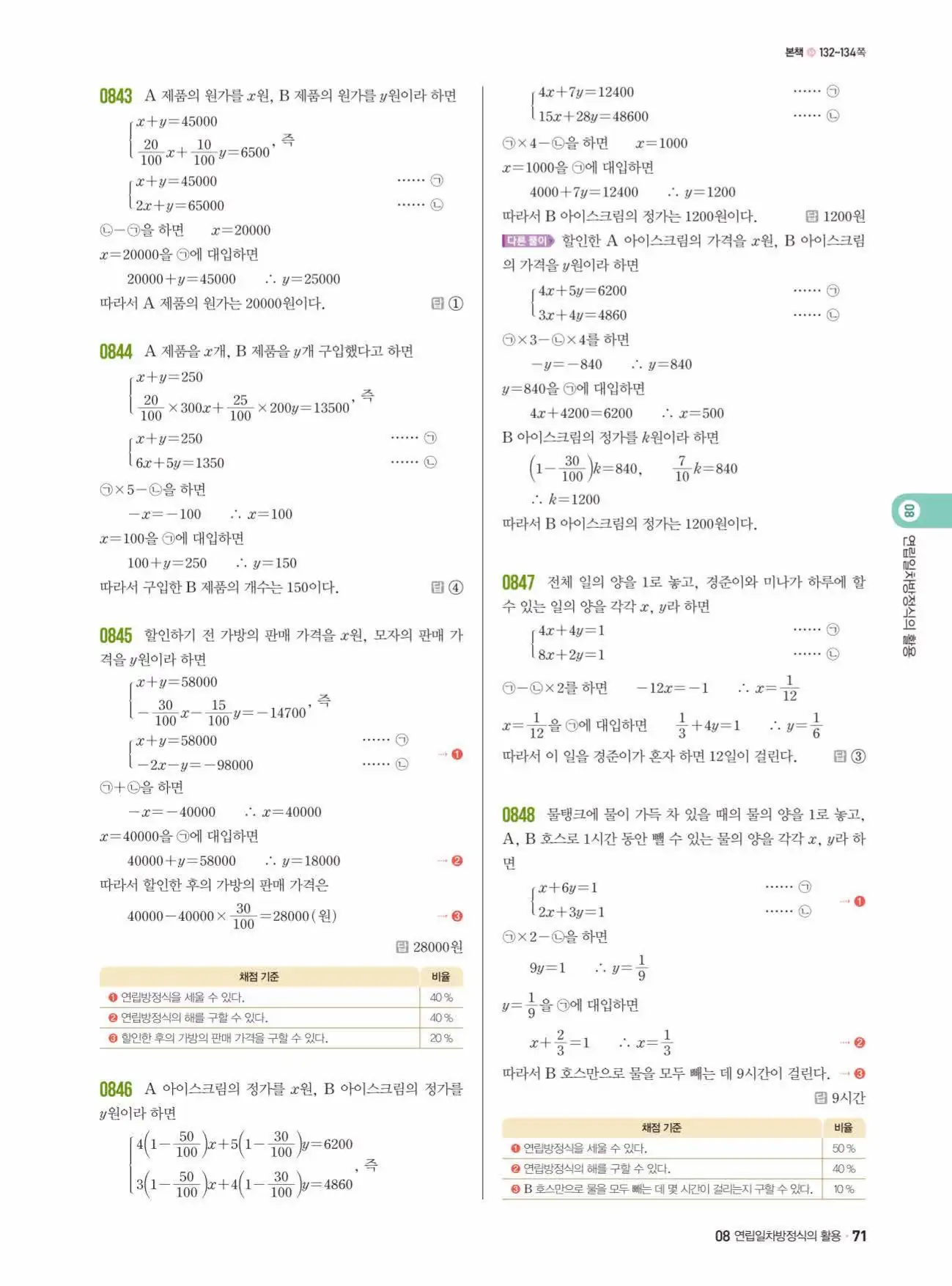 쎈수학 중2-1 답지 71