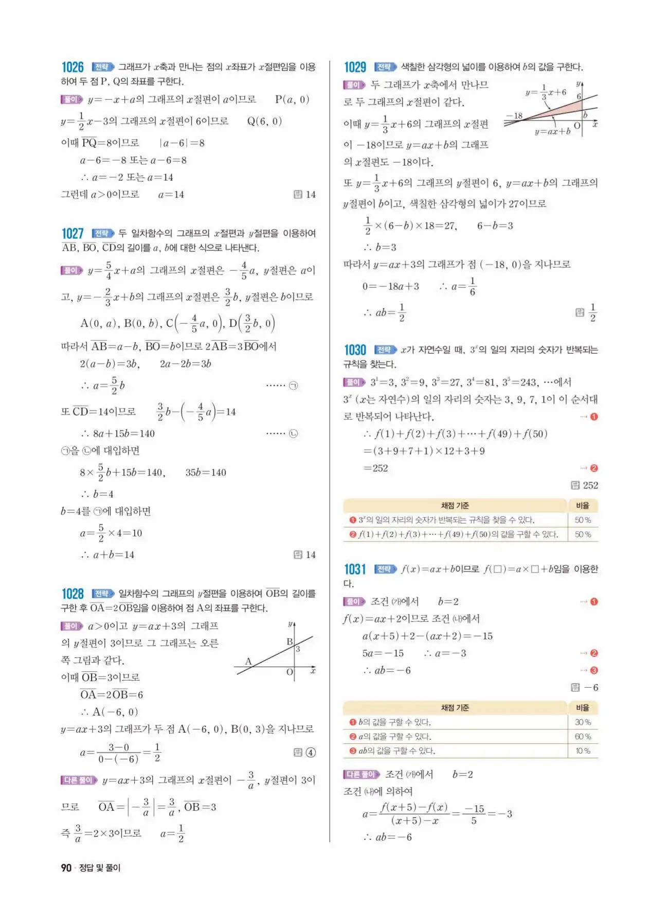 쎈수학 중2-1 답지 90