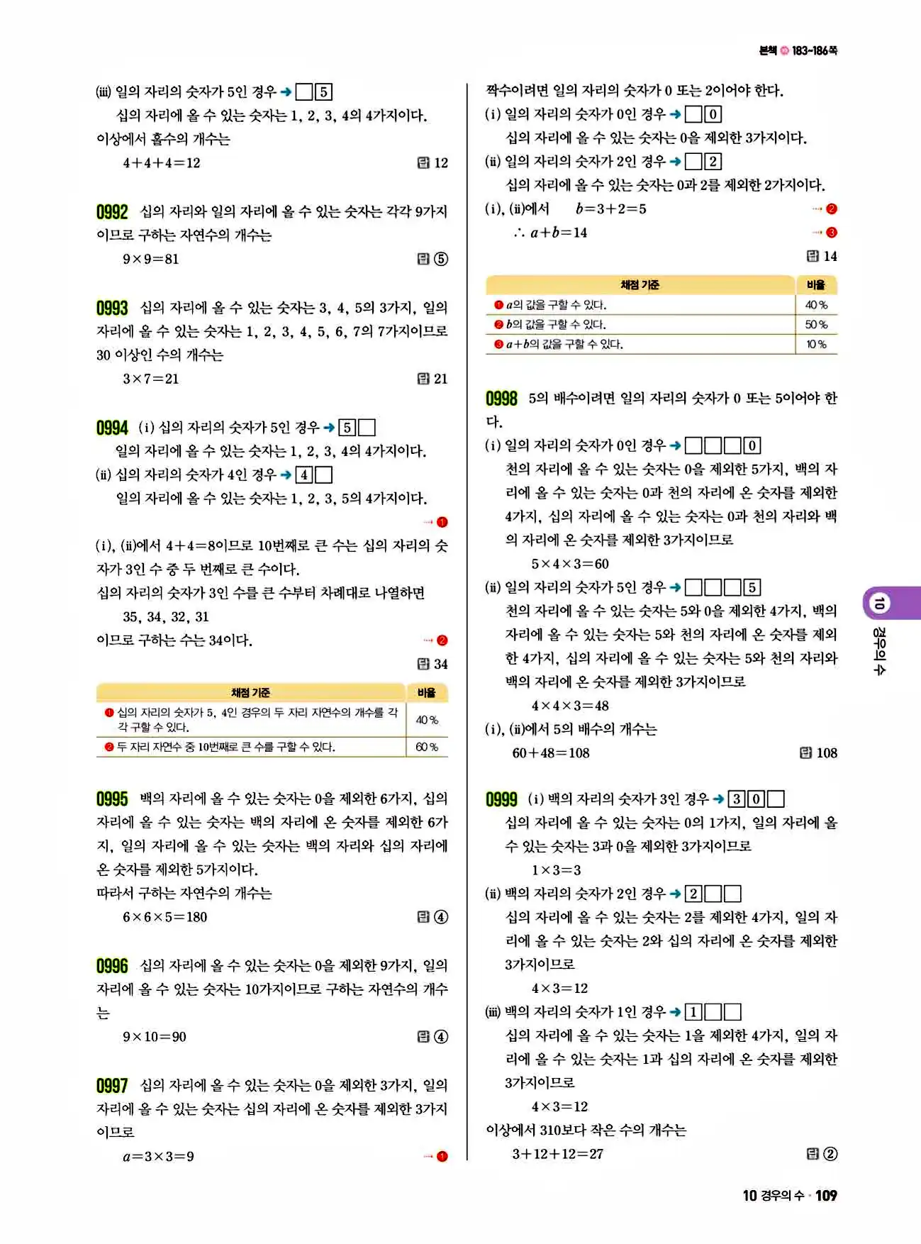 쎈 중2-2 답지 109페이지 해설