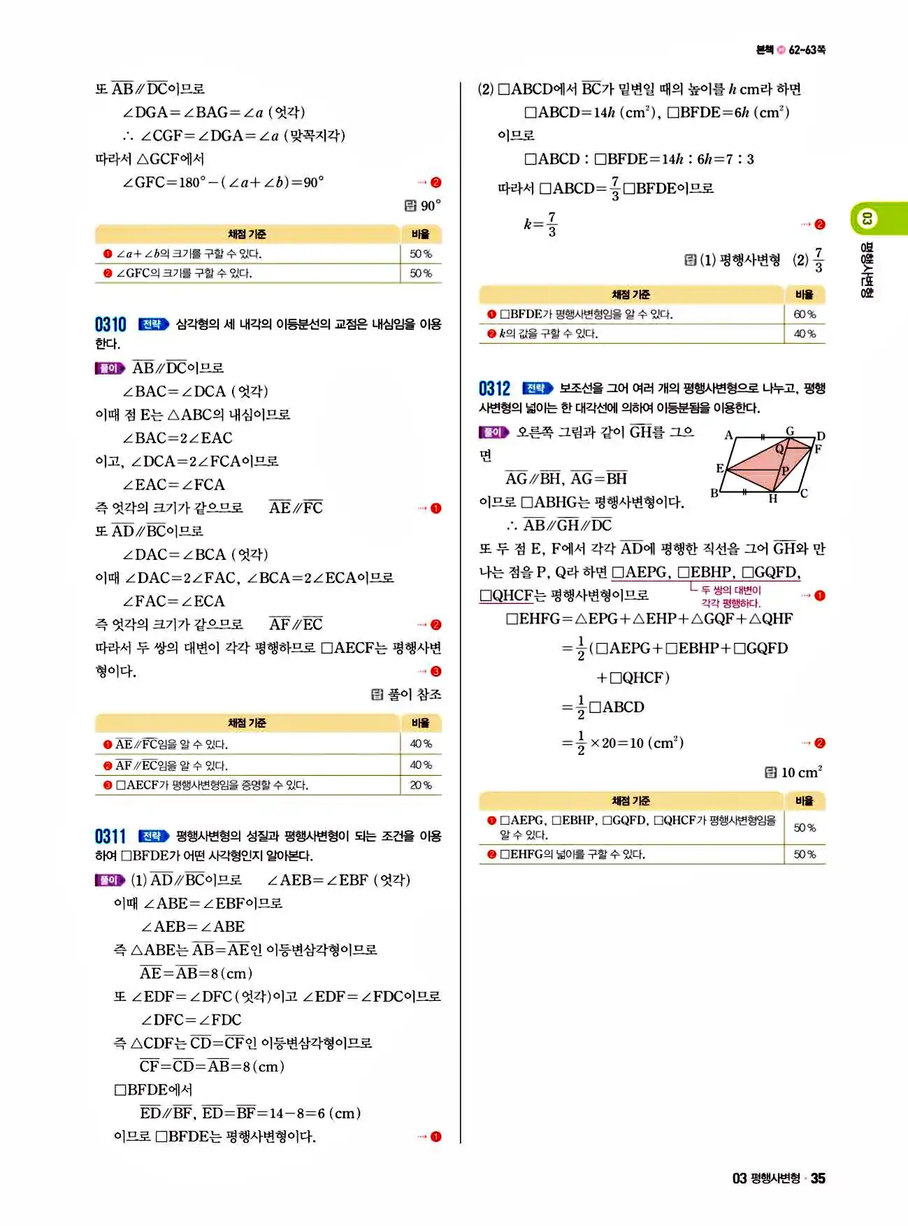 쎈 중2-2 답지 35페이지