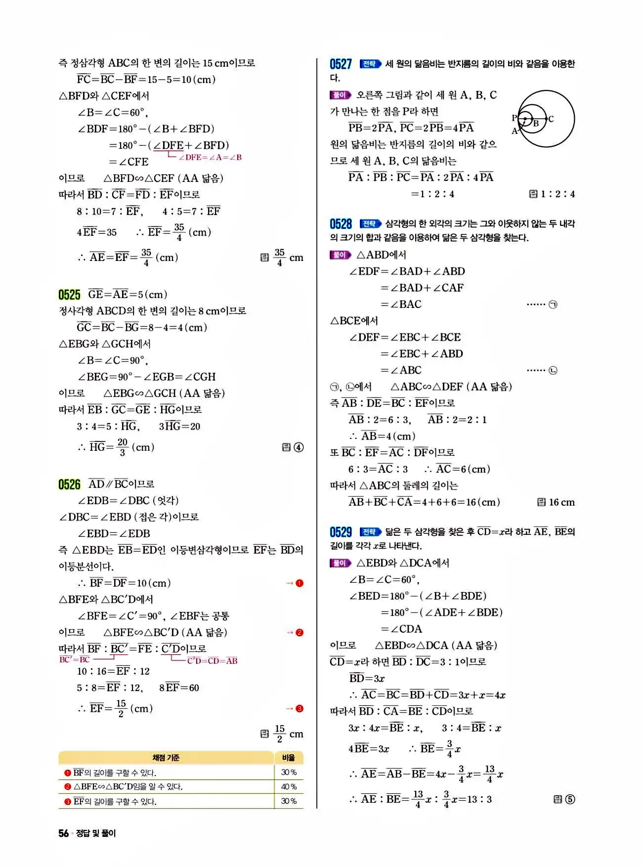 쎈 중2-2 답지 56페이지