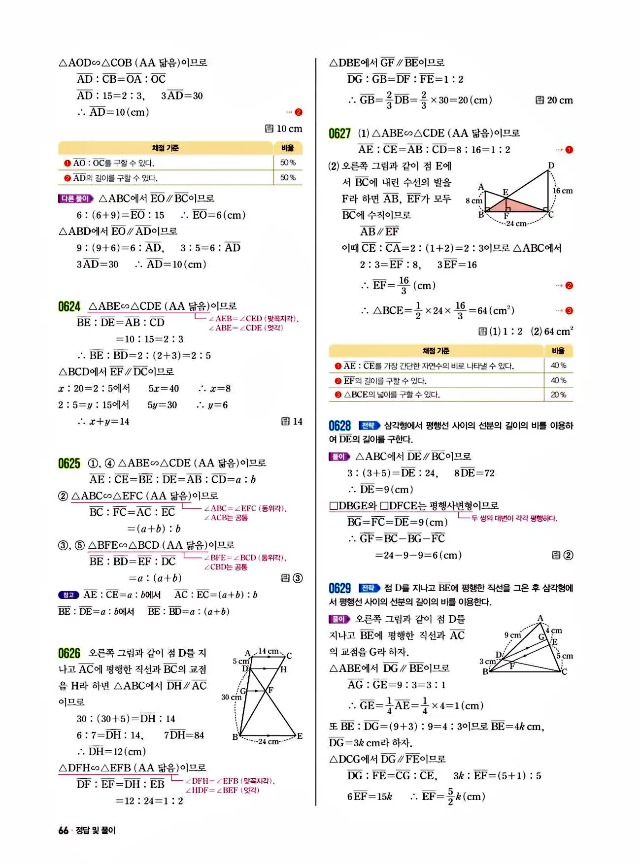 쎈 중2-2 답지 66페이지
