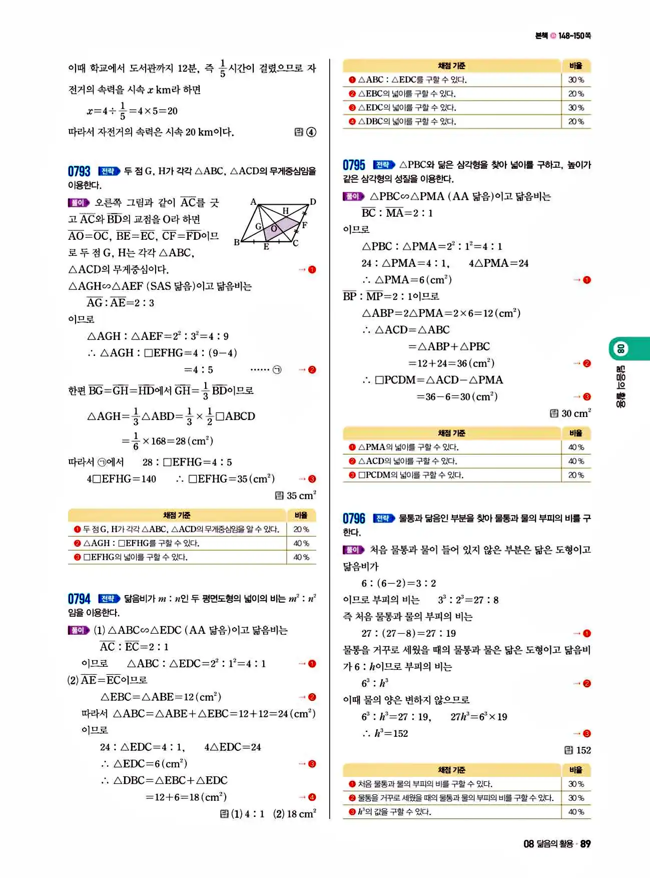 쎈 중2-2 답지 89페이지 해설