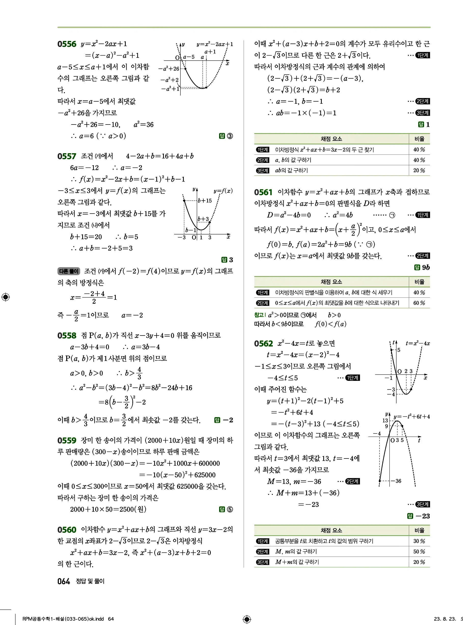 알피엠 공통수학1 답지 64페이지