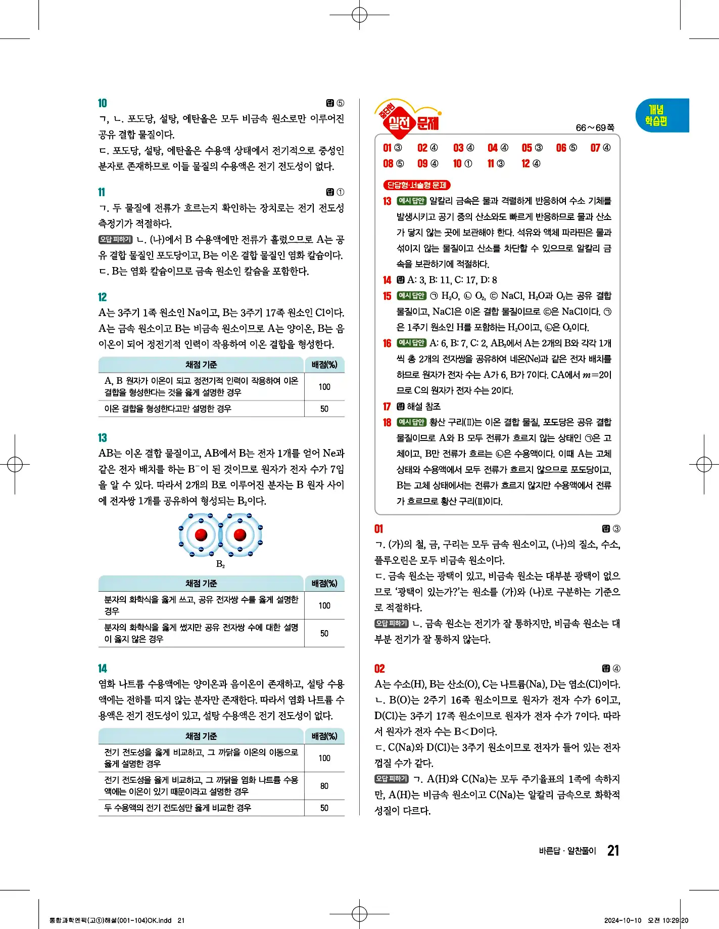 엔픽 통합과학1 답지 21페이지