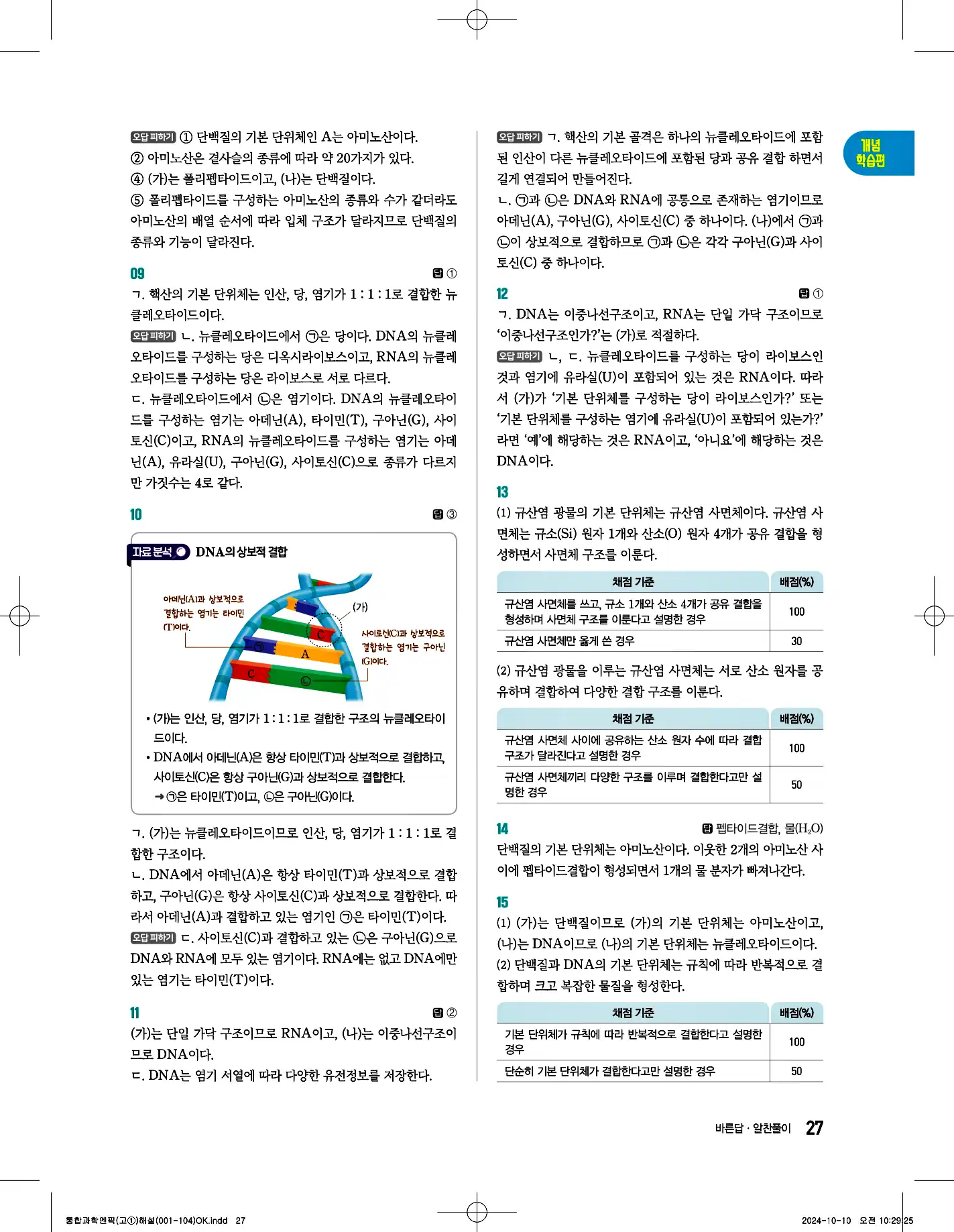 엔픽 통합과학1 답지 27페이지