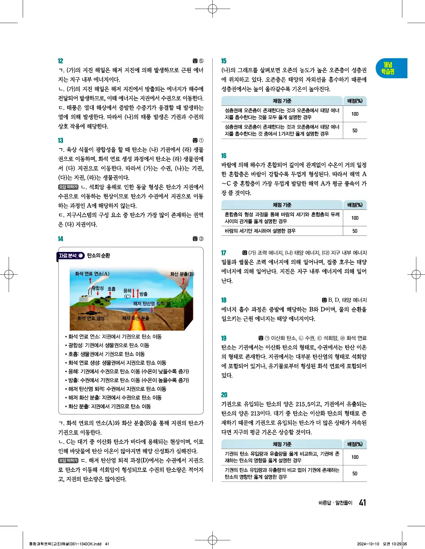 엔픽 통합과학1 답지 41페이지