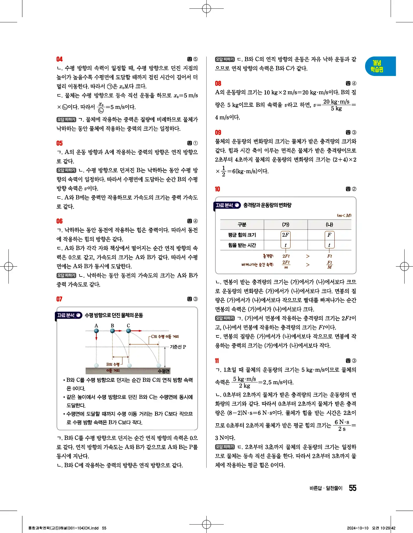 엔픽 통합과학1 답지 55페이지