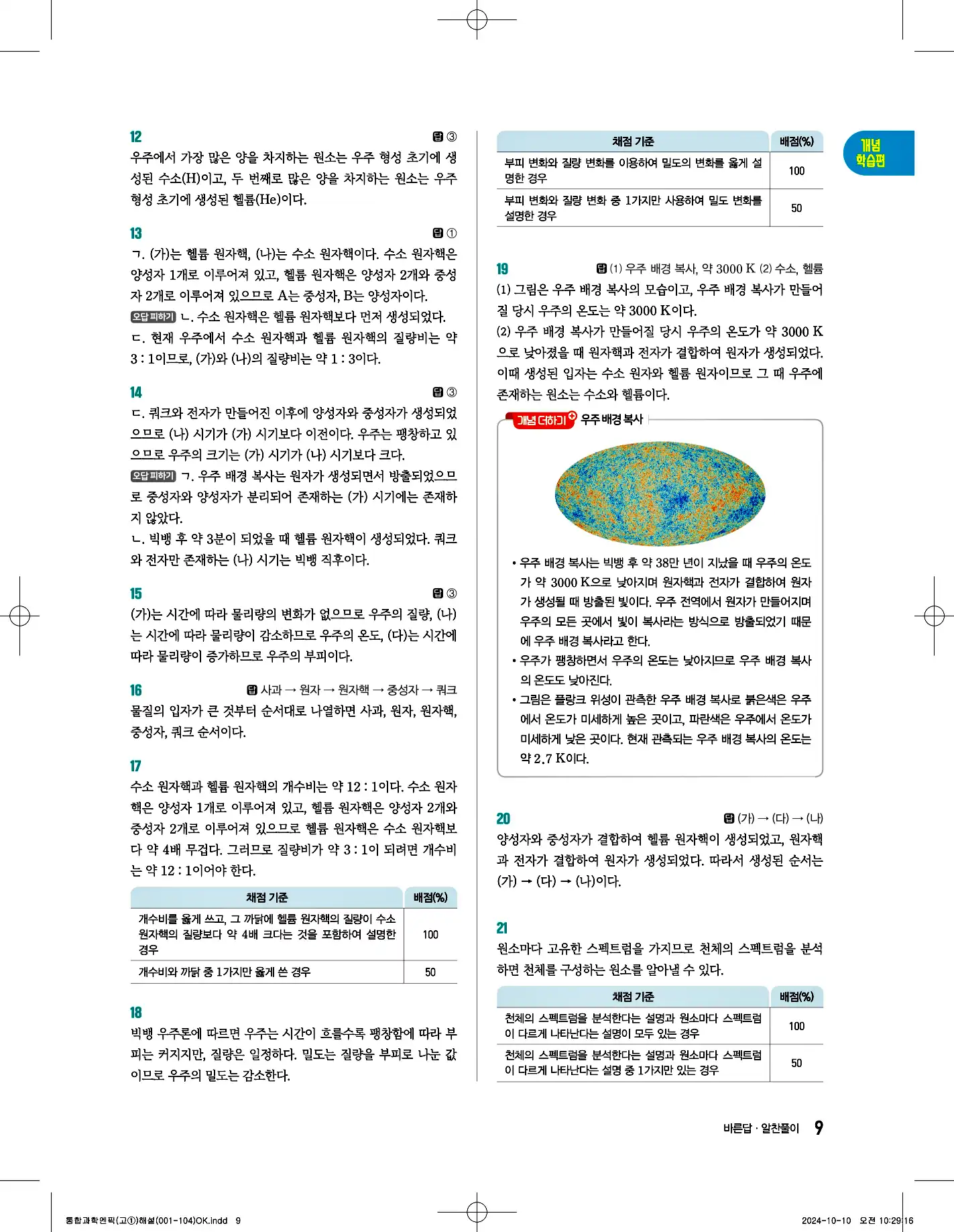 엔픽 통합과학1 답지 9페이지