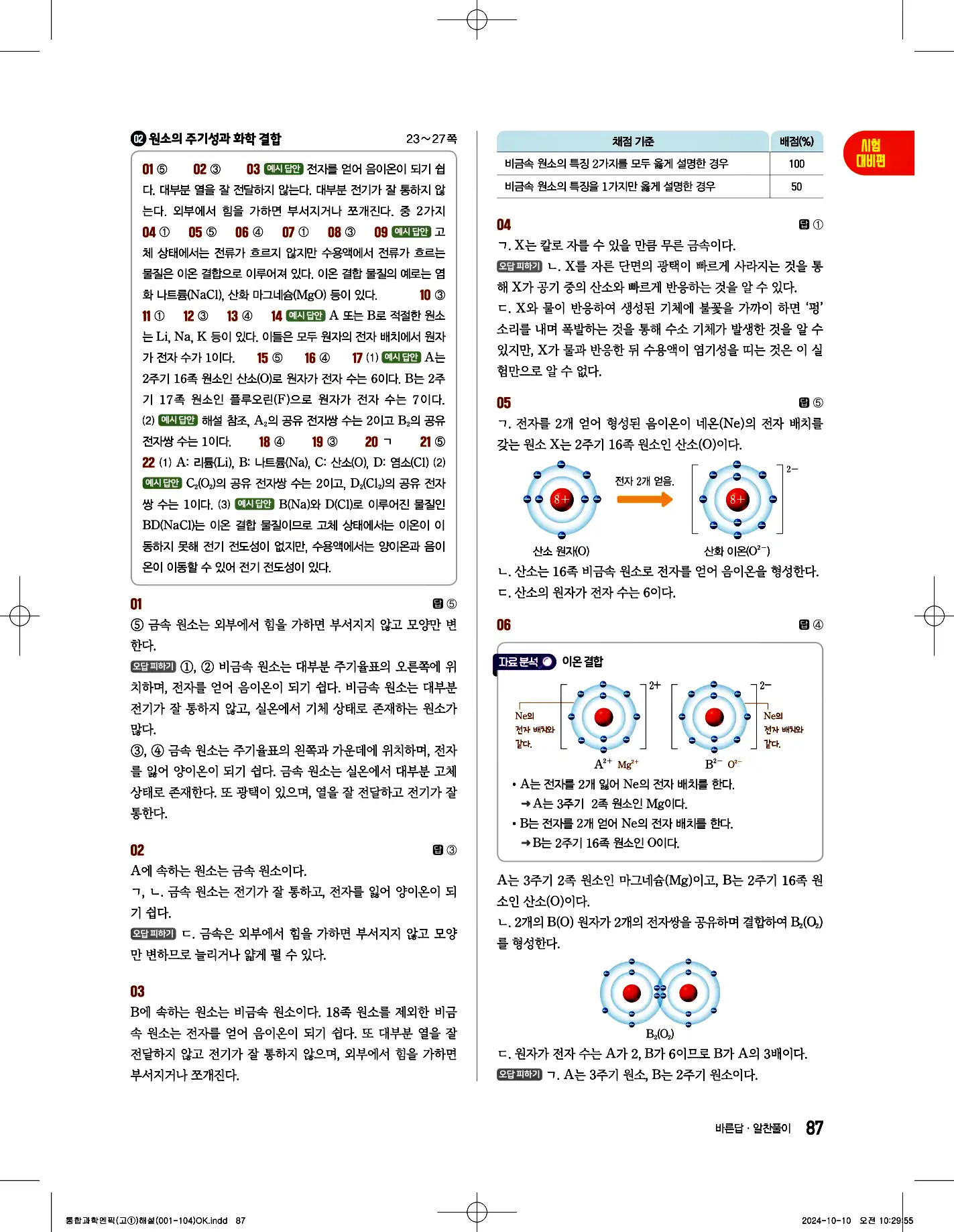 엔픽 통합과학2 답지 25페이지