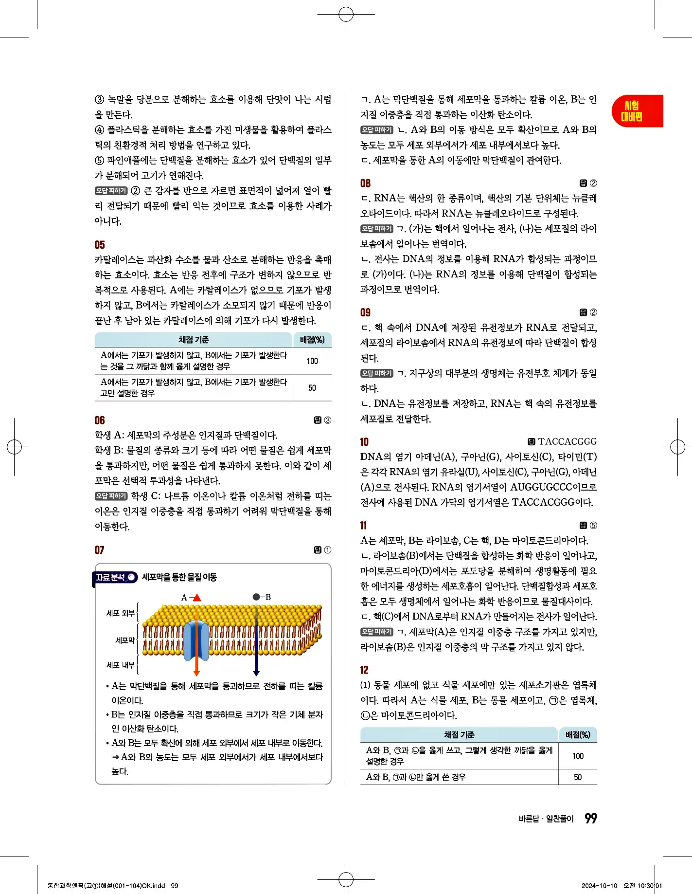 엔픽 통합과학2 답지 37페이지