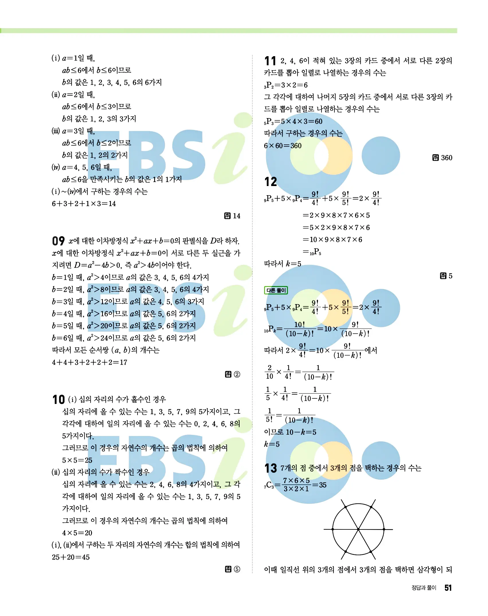 올림포스 공통수학1 답지 51페이지
