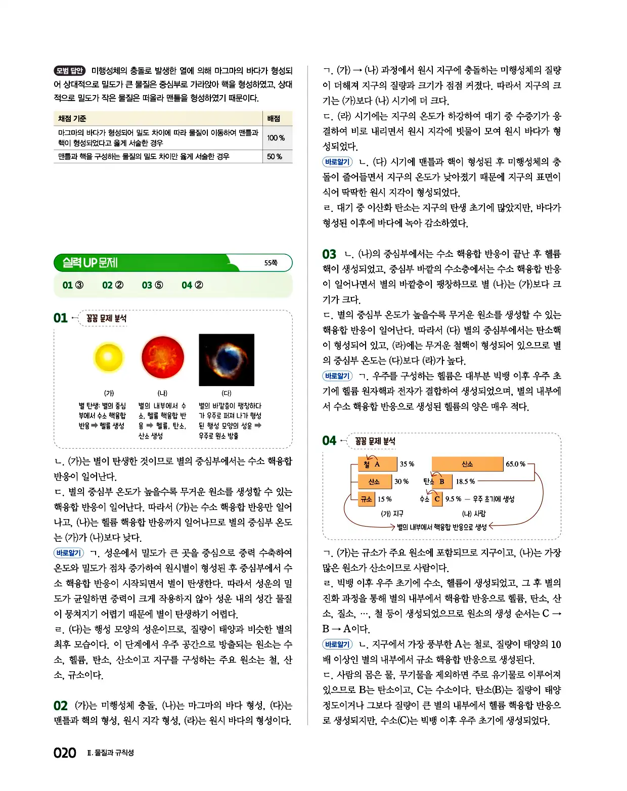 완자 통합과학1 답지 20페이지