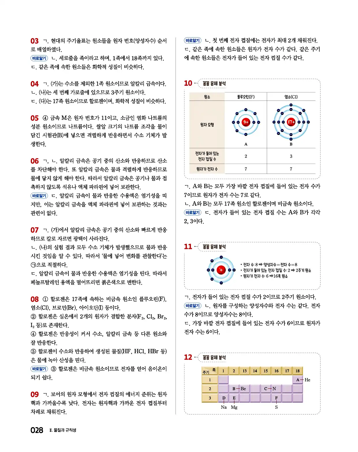 완자 통합과학1 답지 28페이지