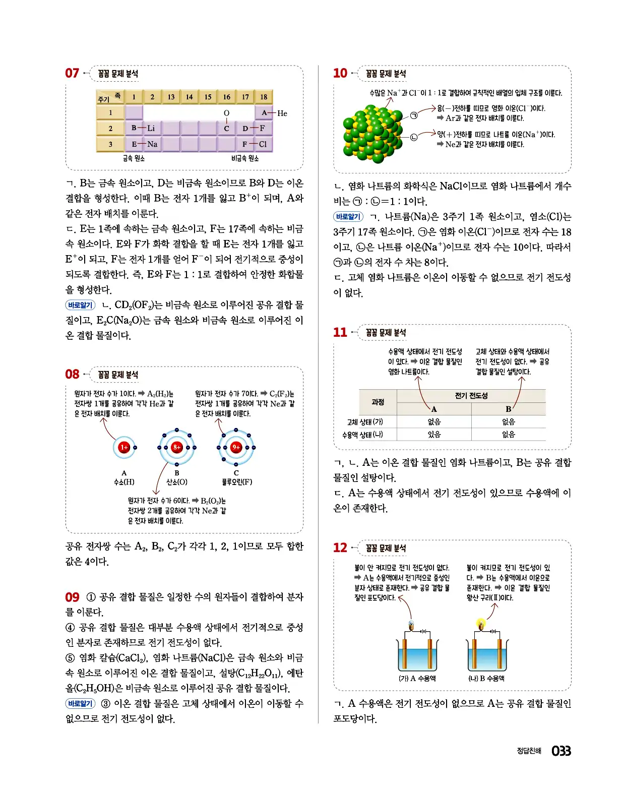 완자 통합과학1 답지 33페이지
