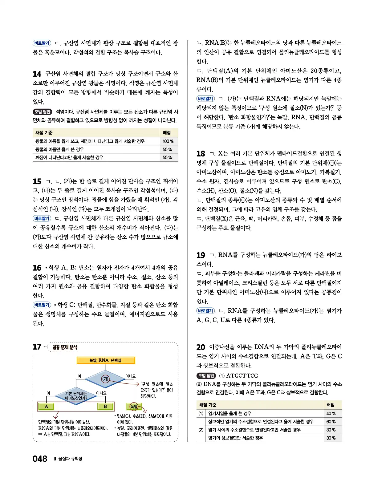 완자 통합과학1 답지 48페이지