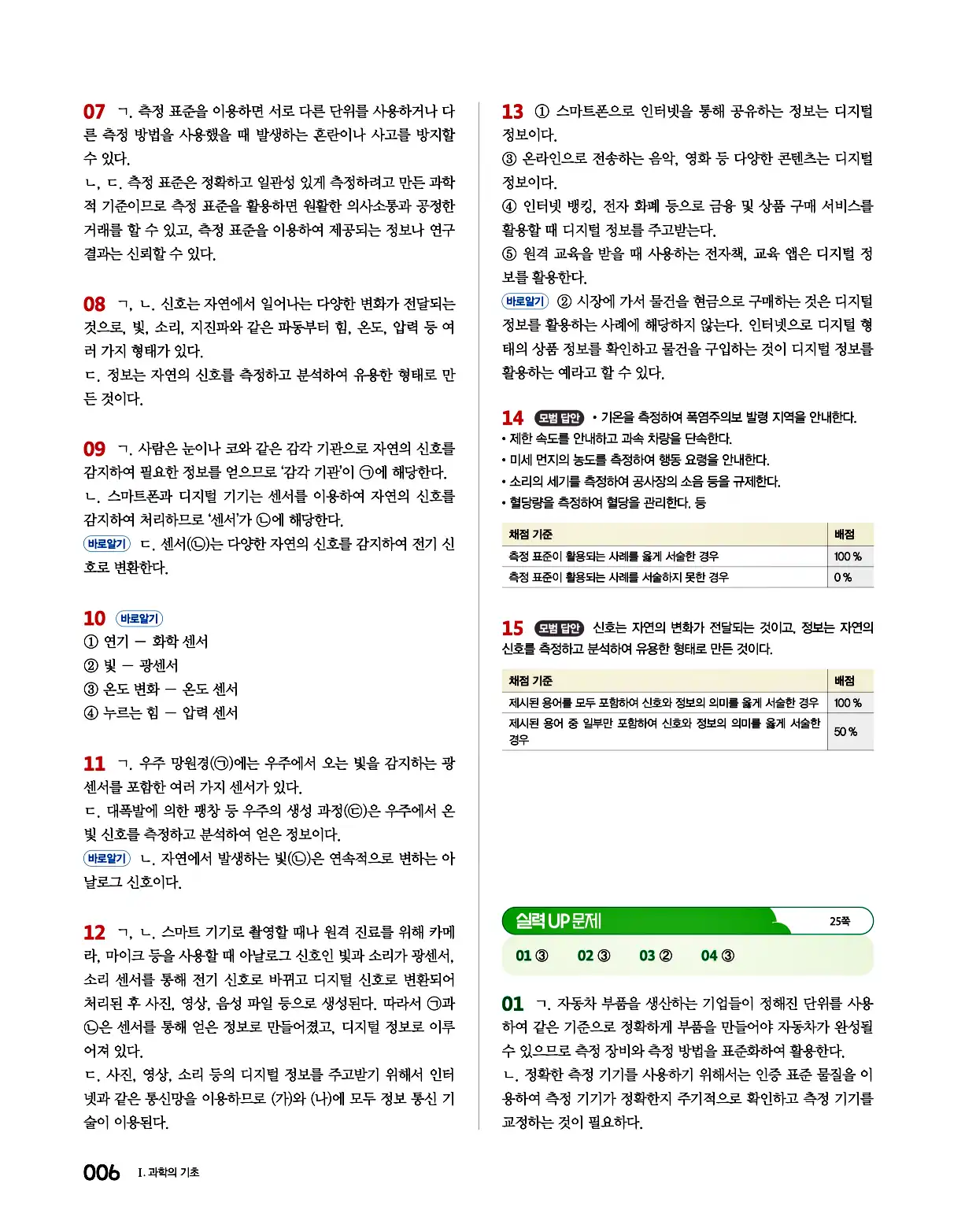 완자 통합과학1 답지 6페이지