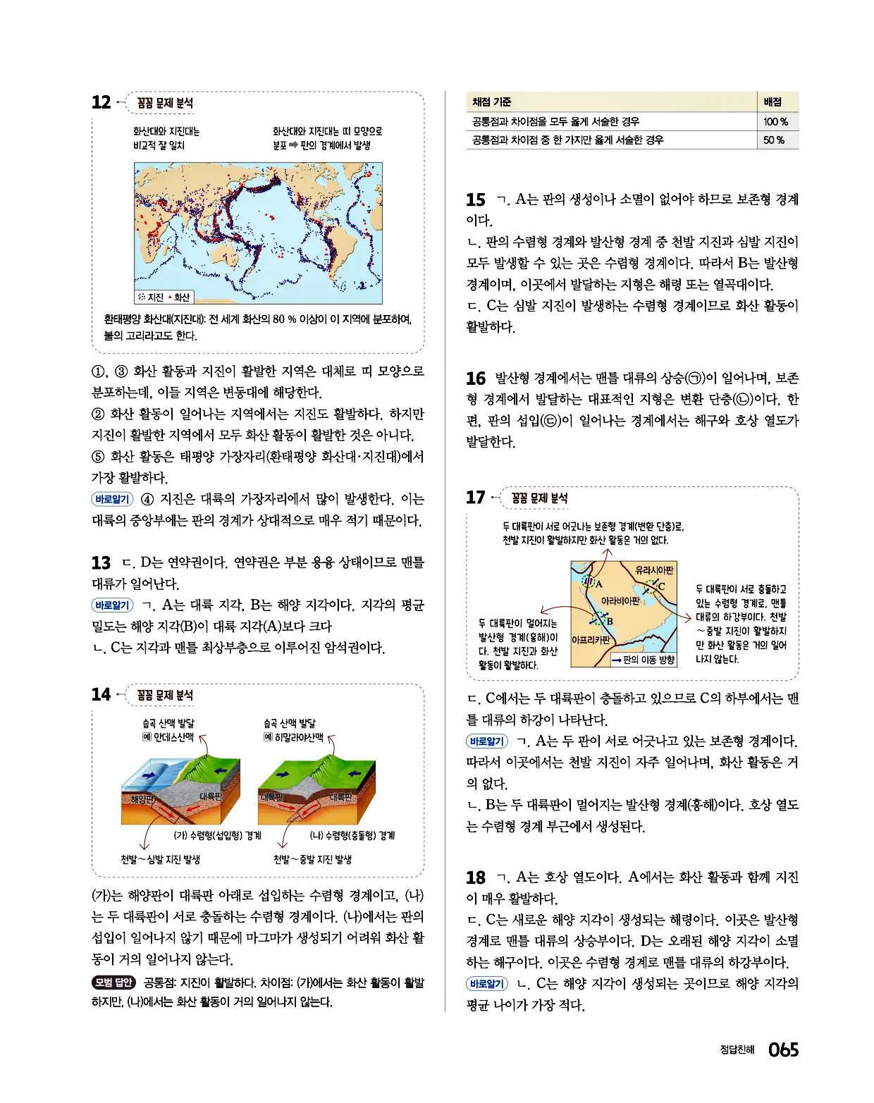 완자 통합과학1 답지 65페이지