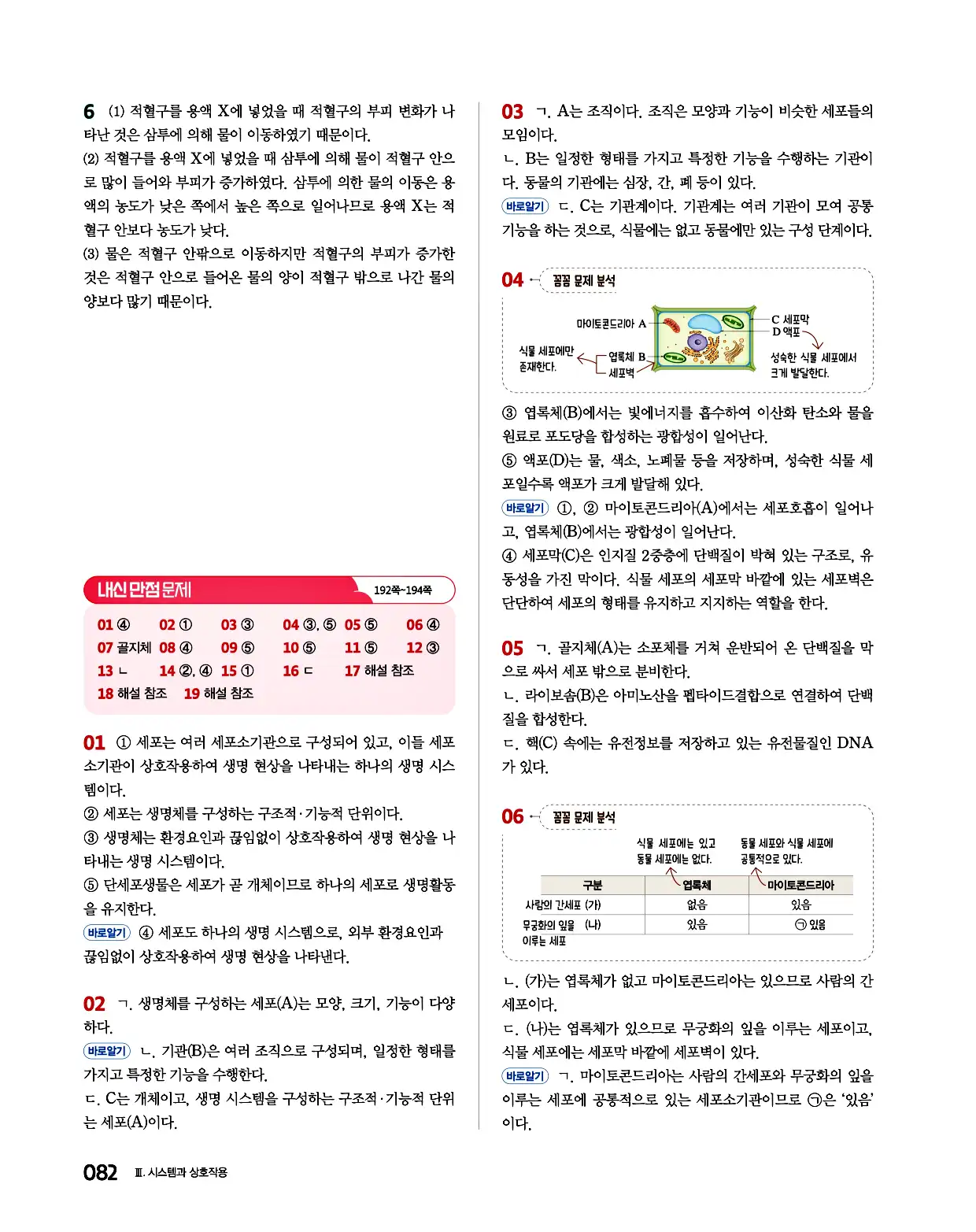완자 통합과학1 답지 82페이지