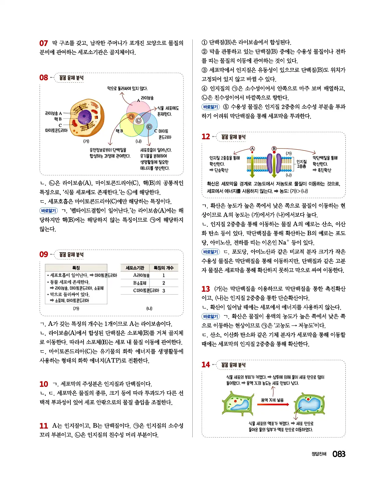 완자 통합과학1 답지 83페이지