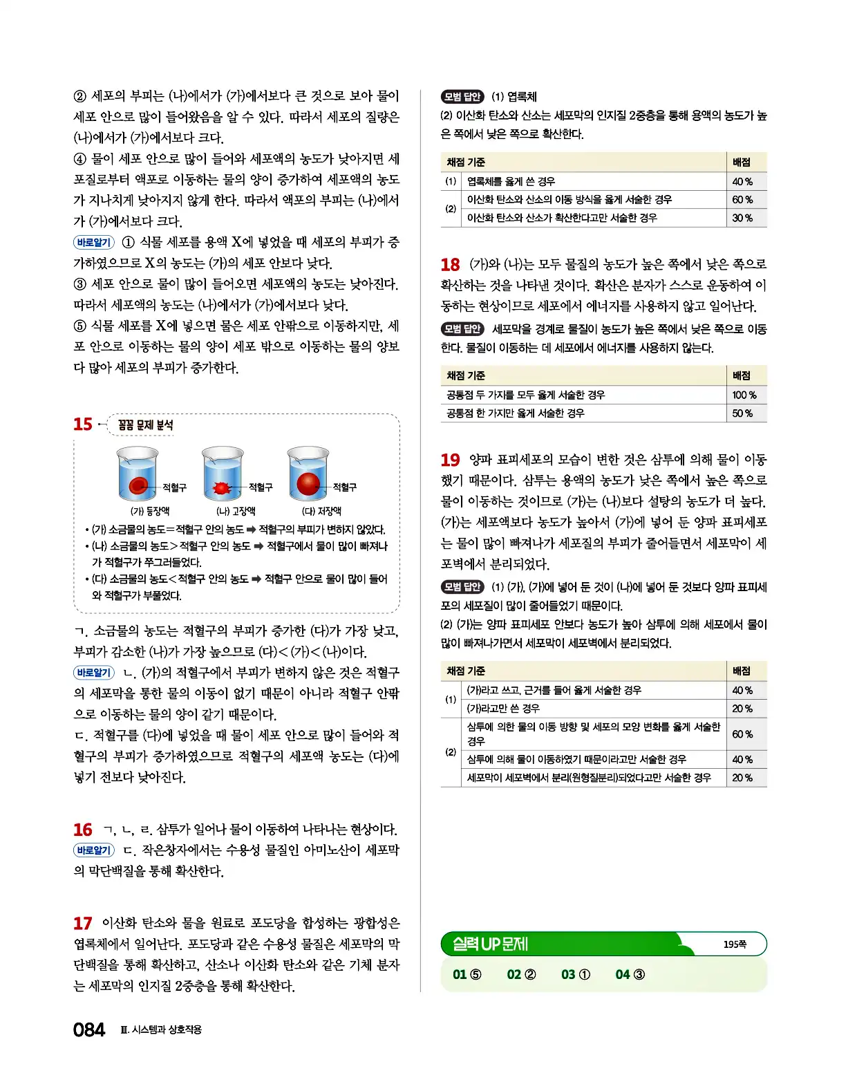 완자 통합과학1 답지 84페이지