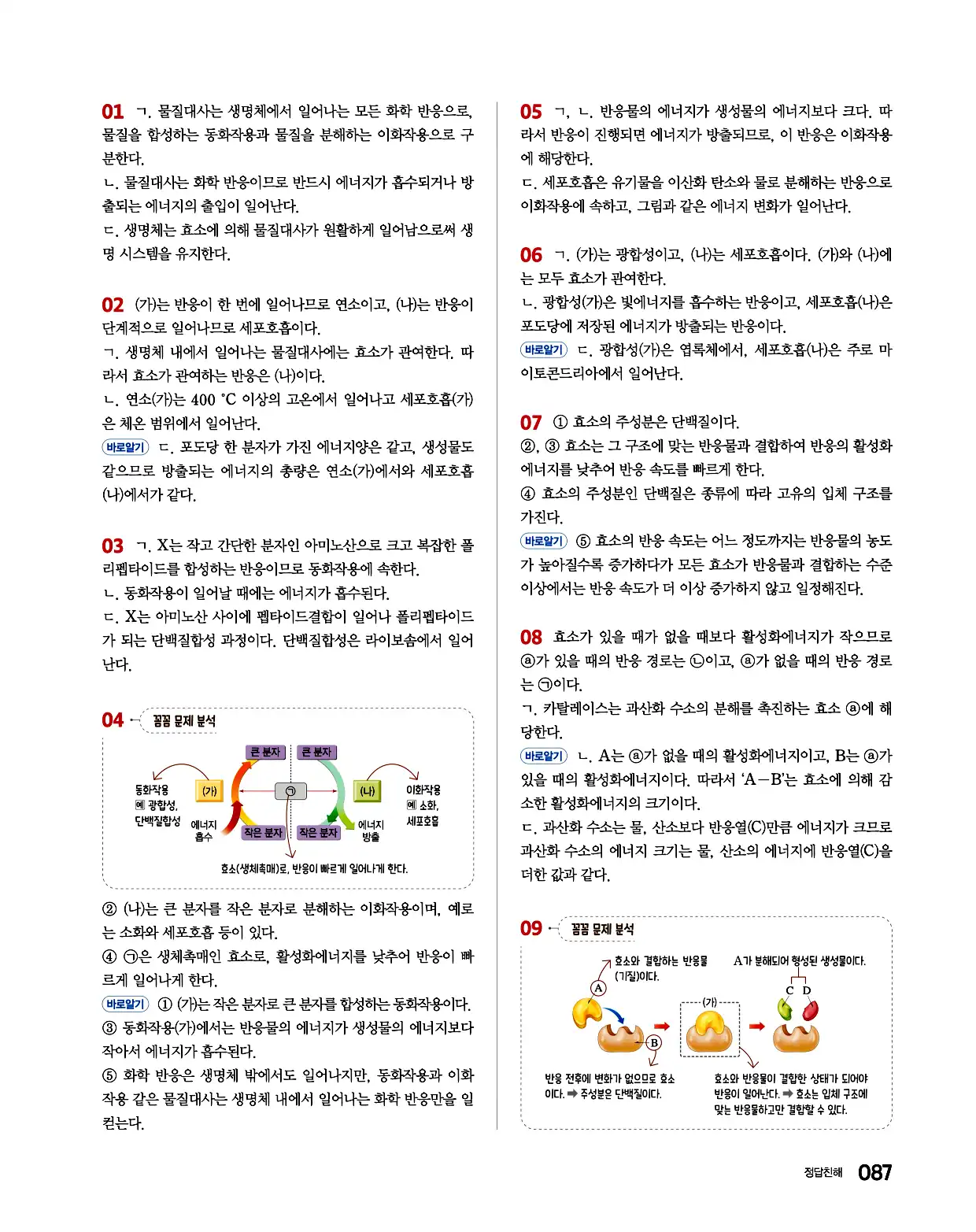 완자 통합과학1 답지 87페이지