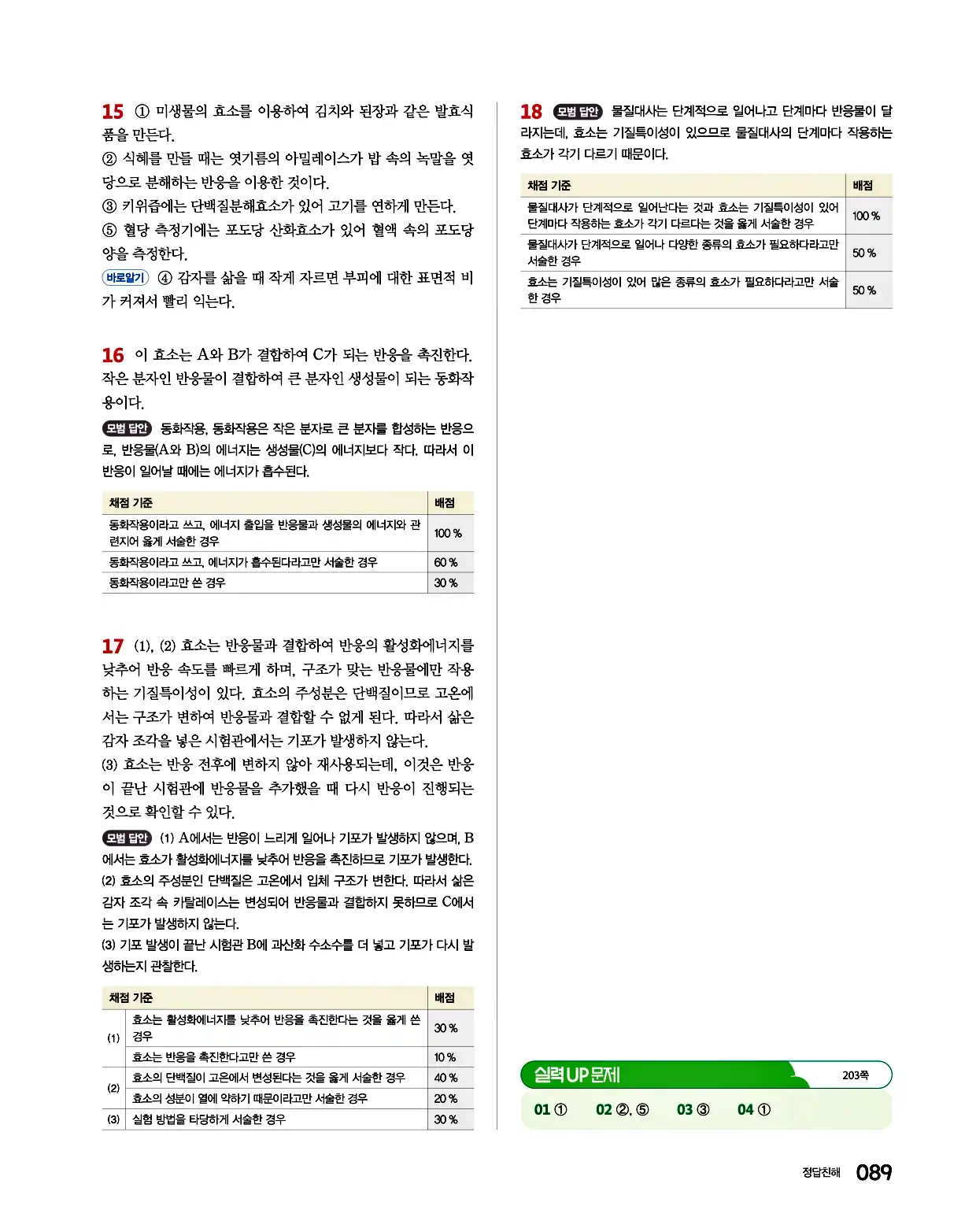 완자 통합과학1 답지 89페이지