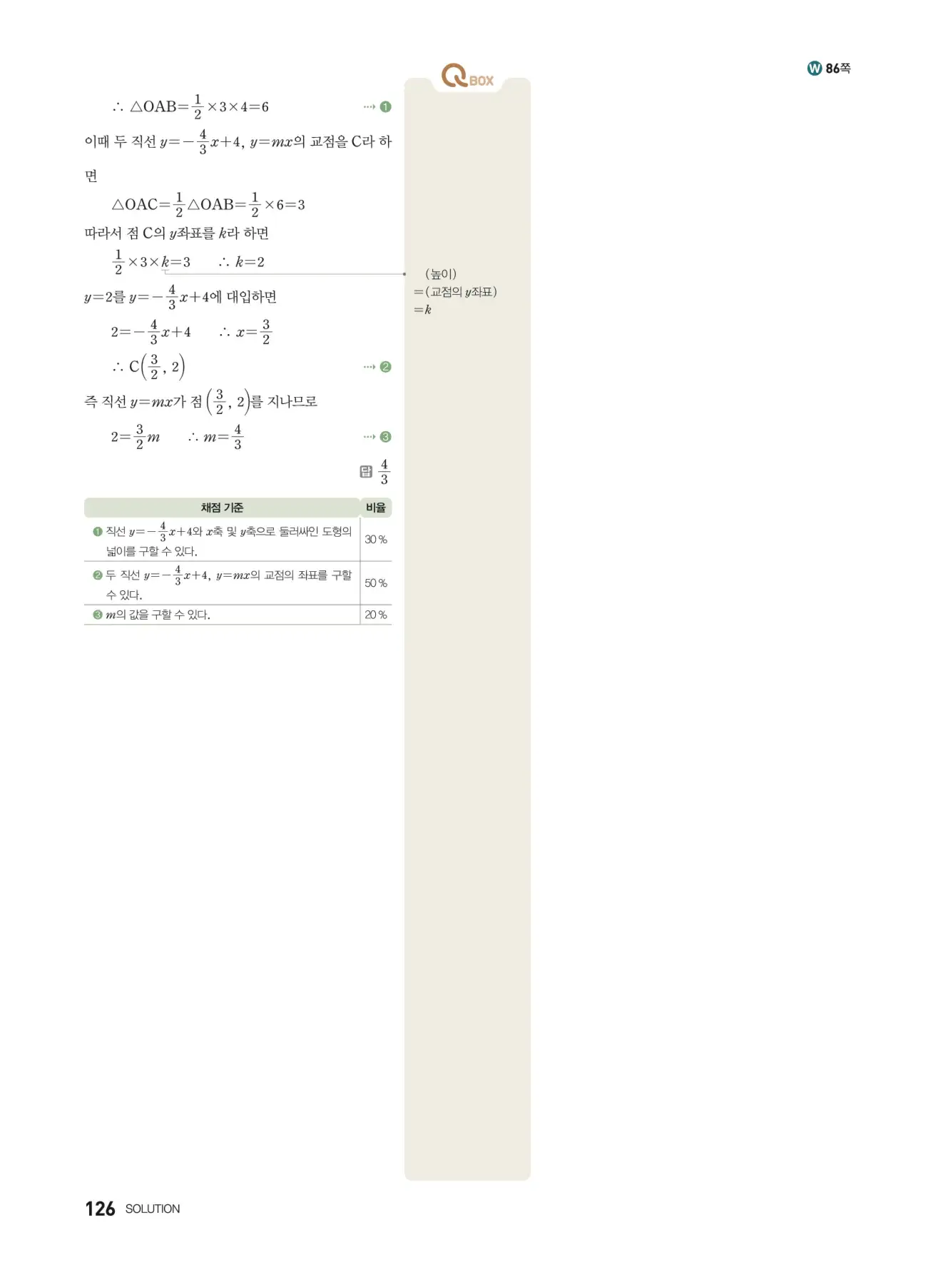 우공비Q+Q 중2-1 답지 126페이지