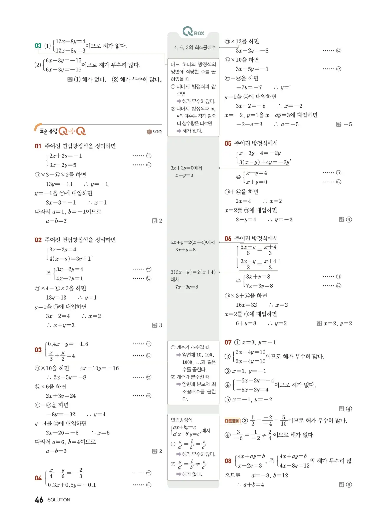 우공비Q+Q 중2-1 답지 46페이지