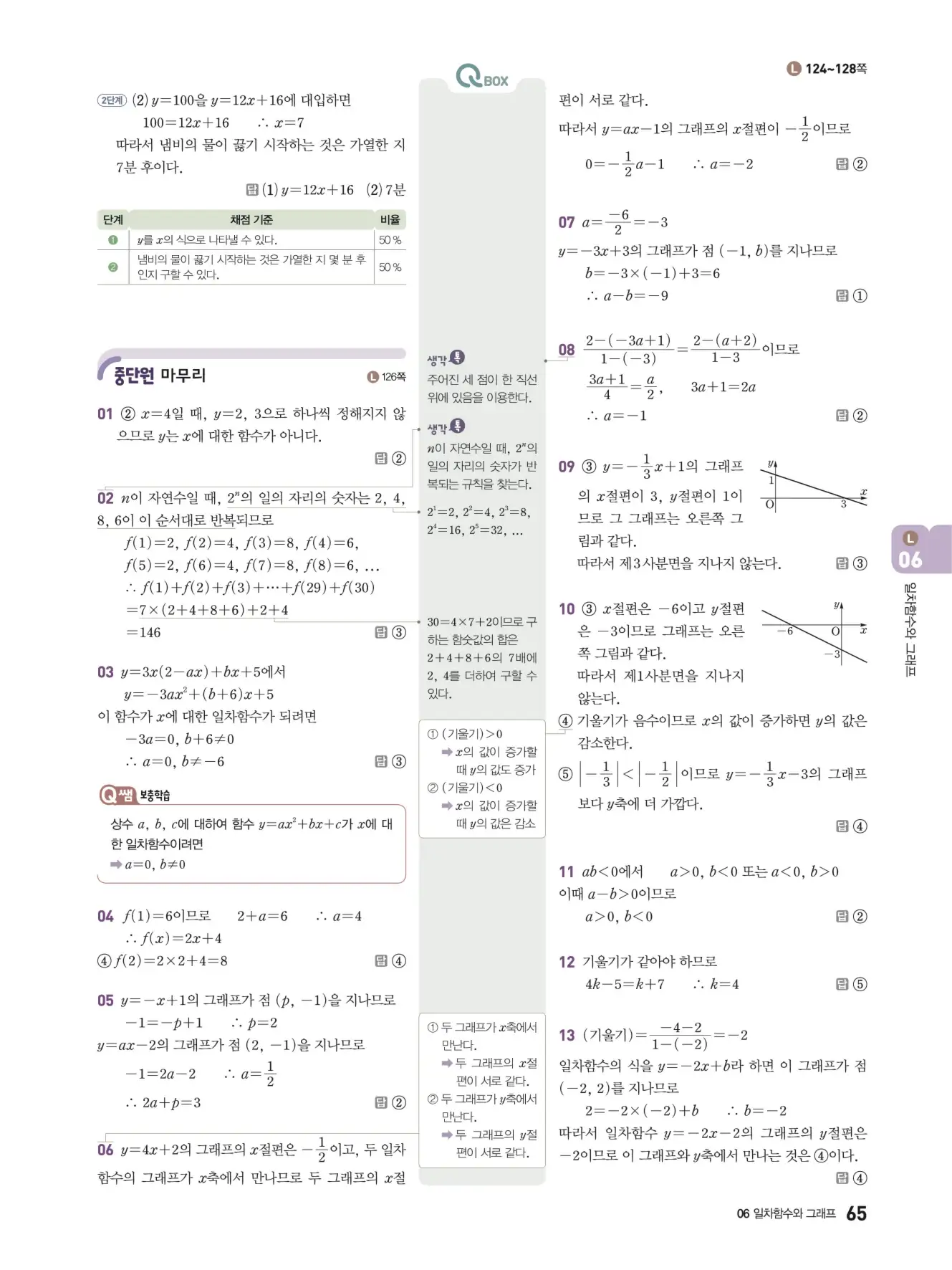 우공비Q+Q 중2-1 답지 65페이지