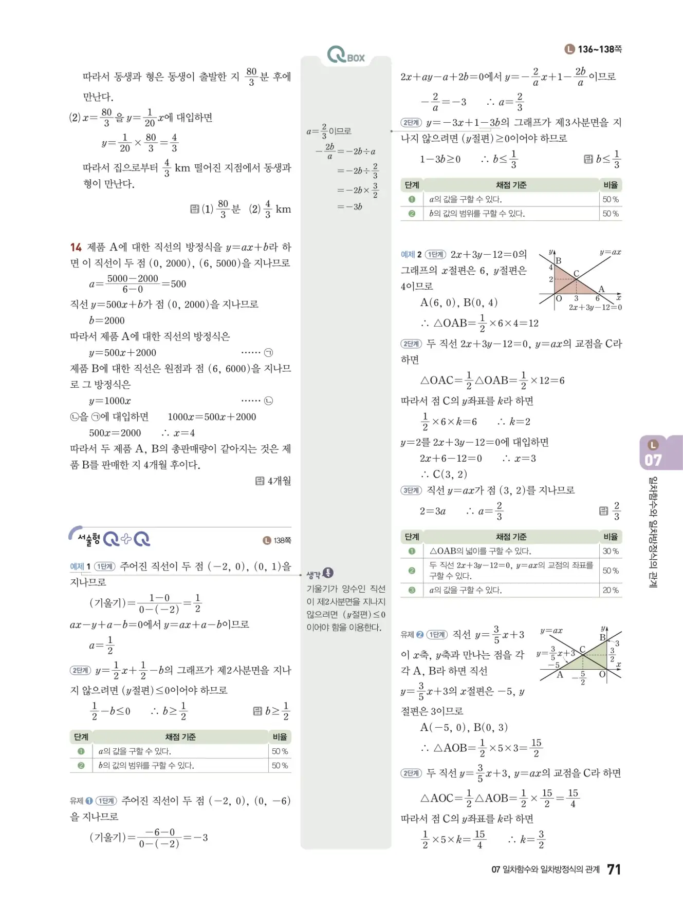 우공비Q+Q 중2-1 답지 71페이지
