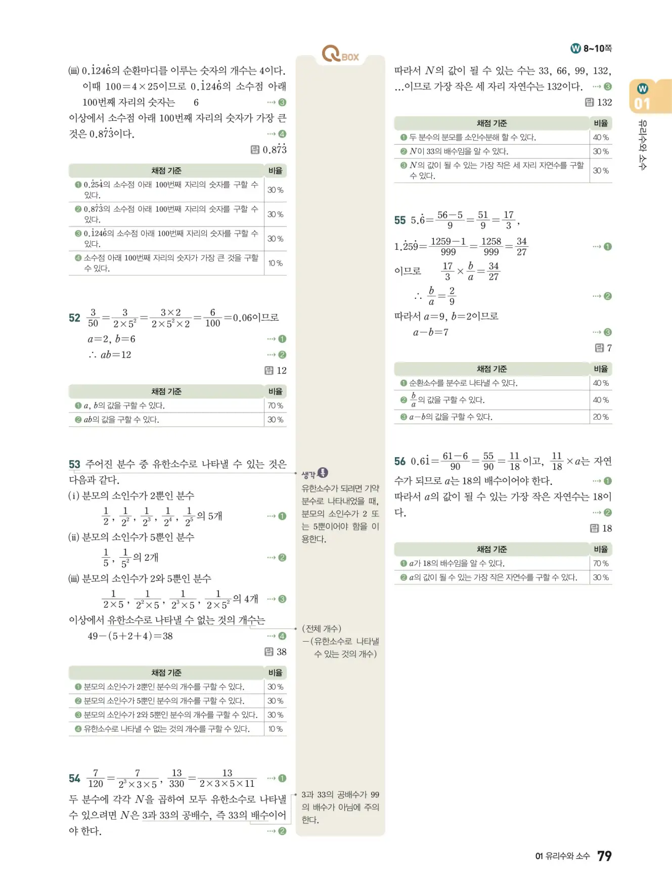 우공비Q+Q 중2-1 답지 79페이지