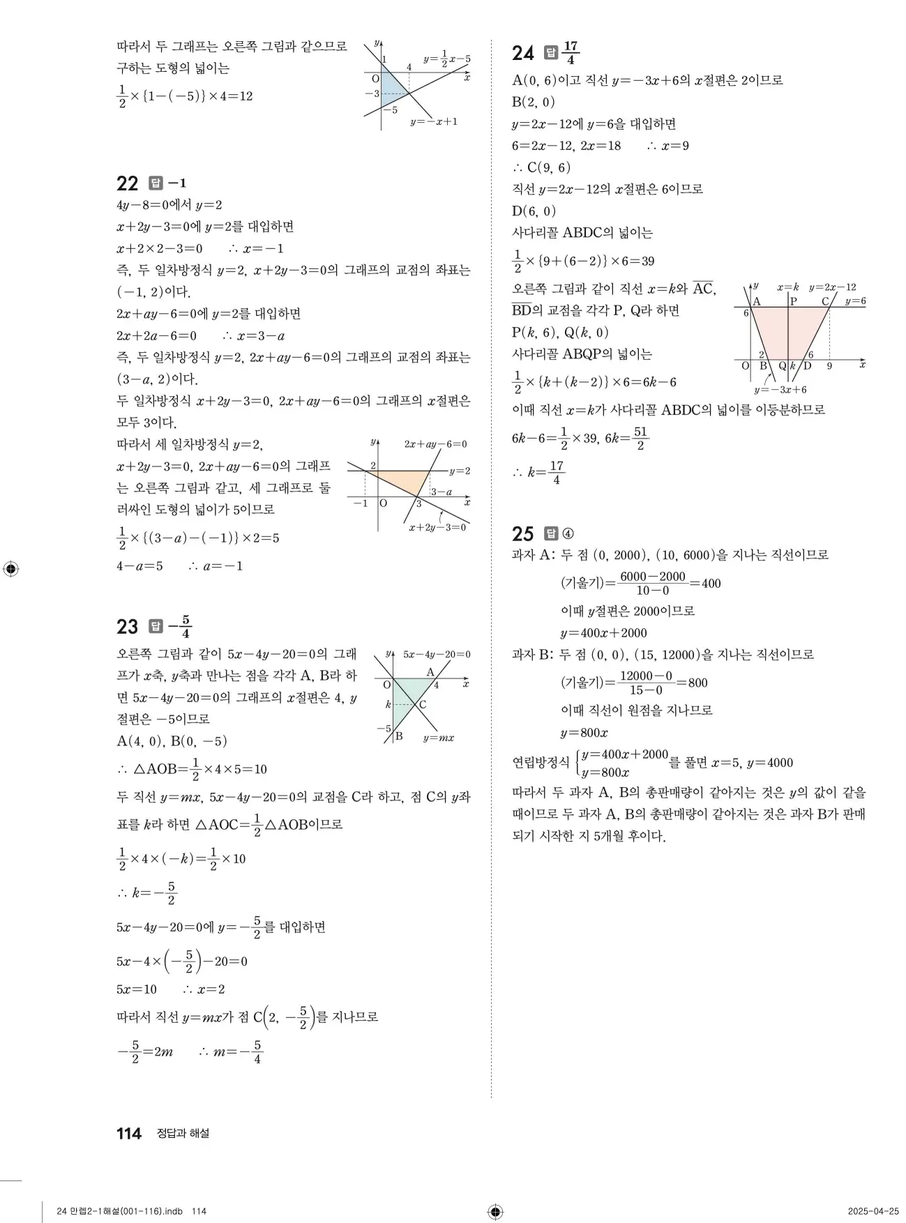 유형만렙 중2-1 답지 114페이지